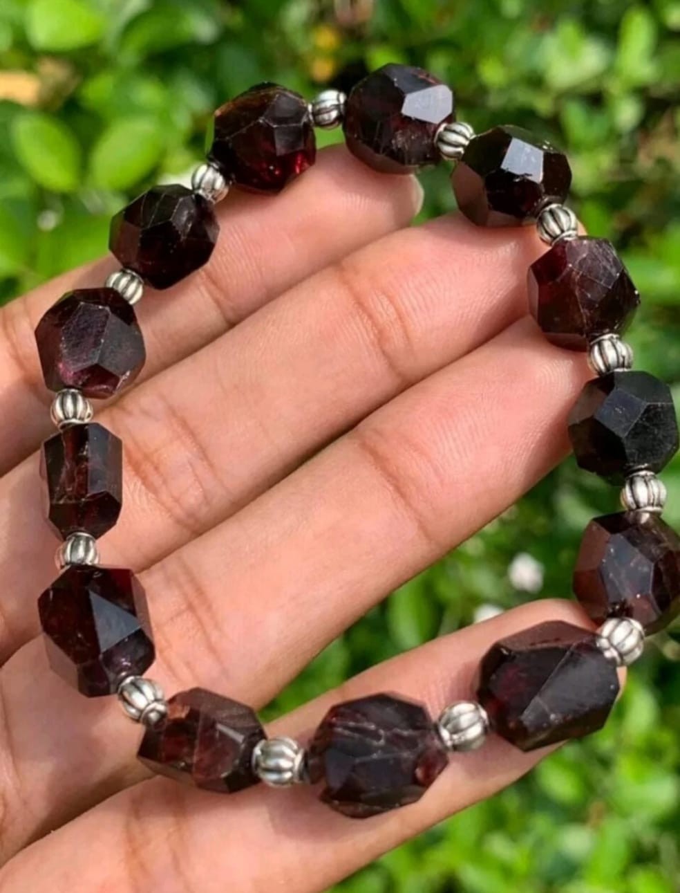 Top Quality Gemstone Raw Red Almandine Garnet Beautiful Bracelet Handmade