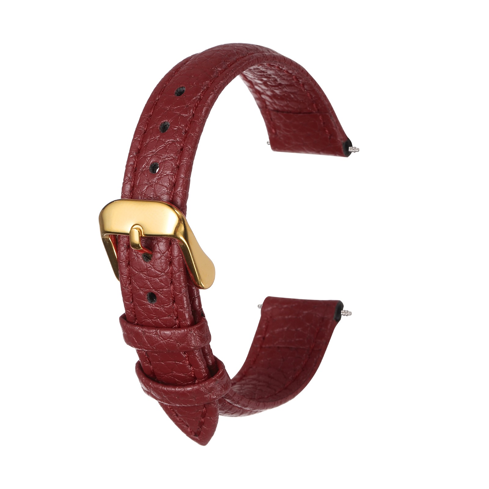 Leather Watch Band 16mm Quick Release Watch Straps with Pin Buckle, Wine Red