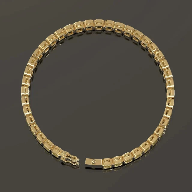 Men’s 8Ct Emerald Cut Lab Created Citrine Tennis Bracelet 14k Yellow Gold Plated