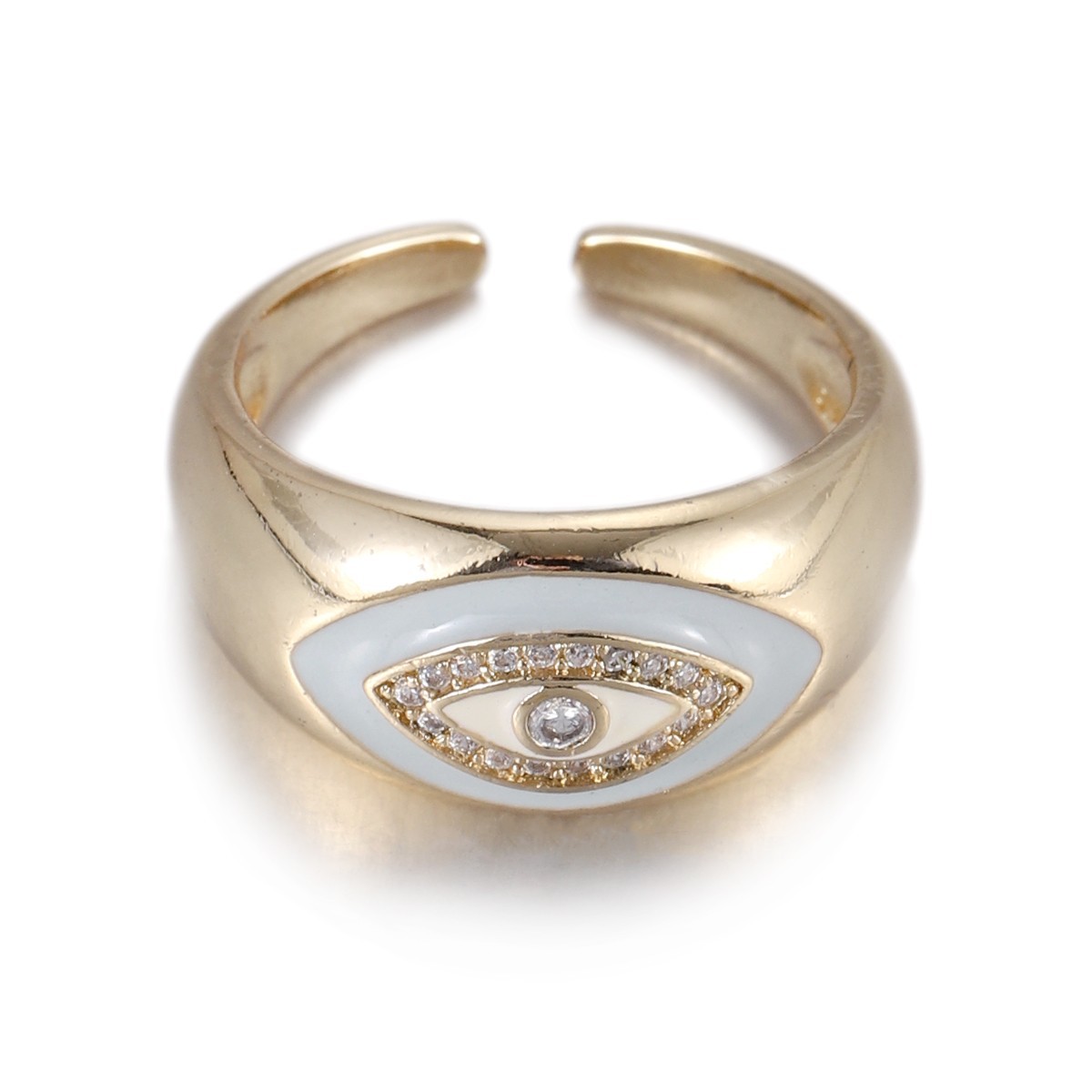 1Pcs Zircon Vintage Evil Eye Finger Ring For Women Men Gift Gold Color Turkish