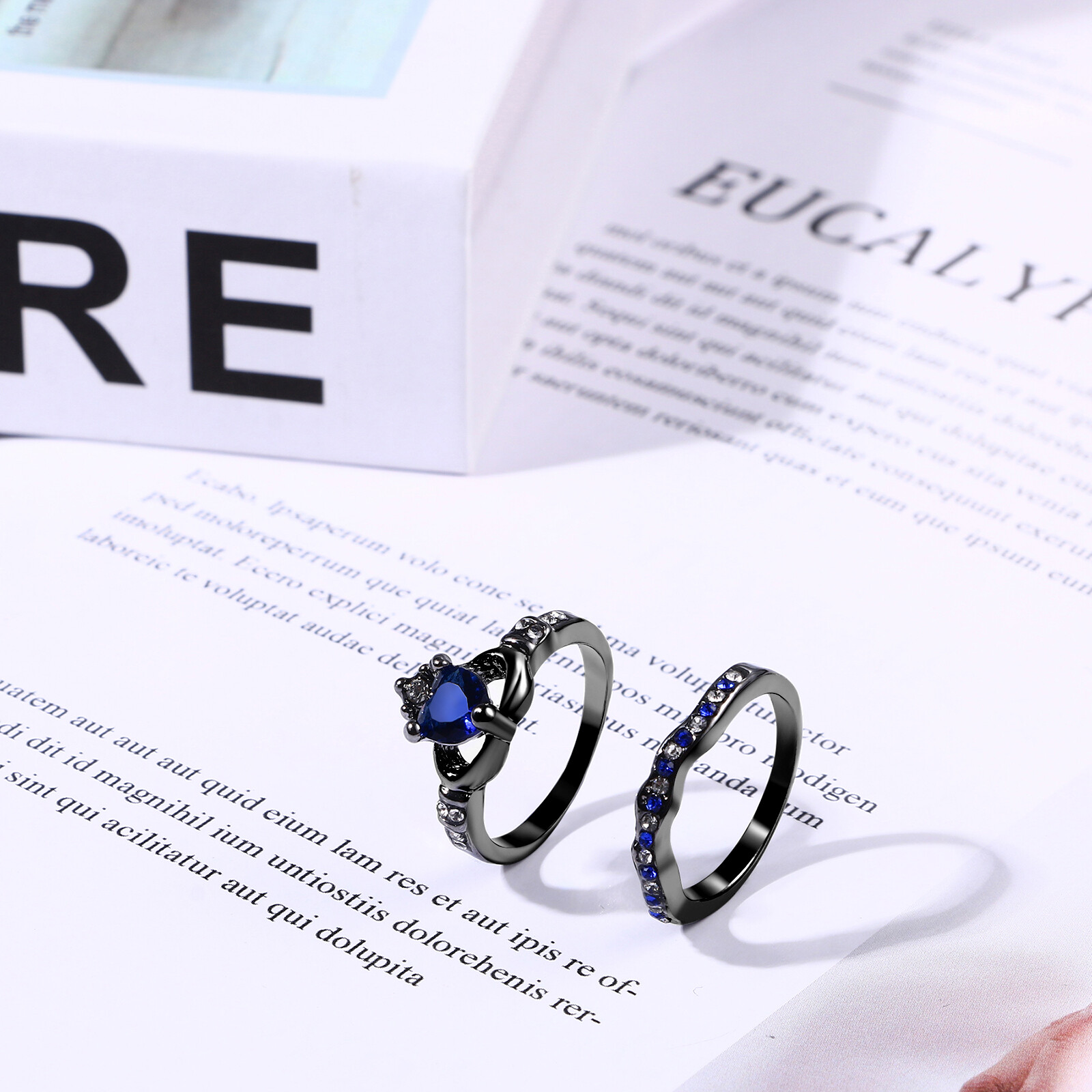 2pcs His&Hers Couple Rings Heart CZ Matching Promise Wedding Engagement Band Set