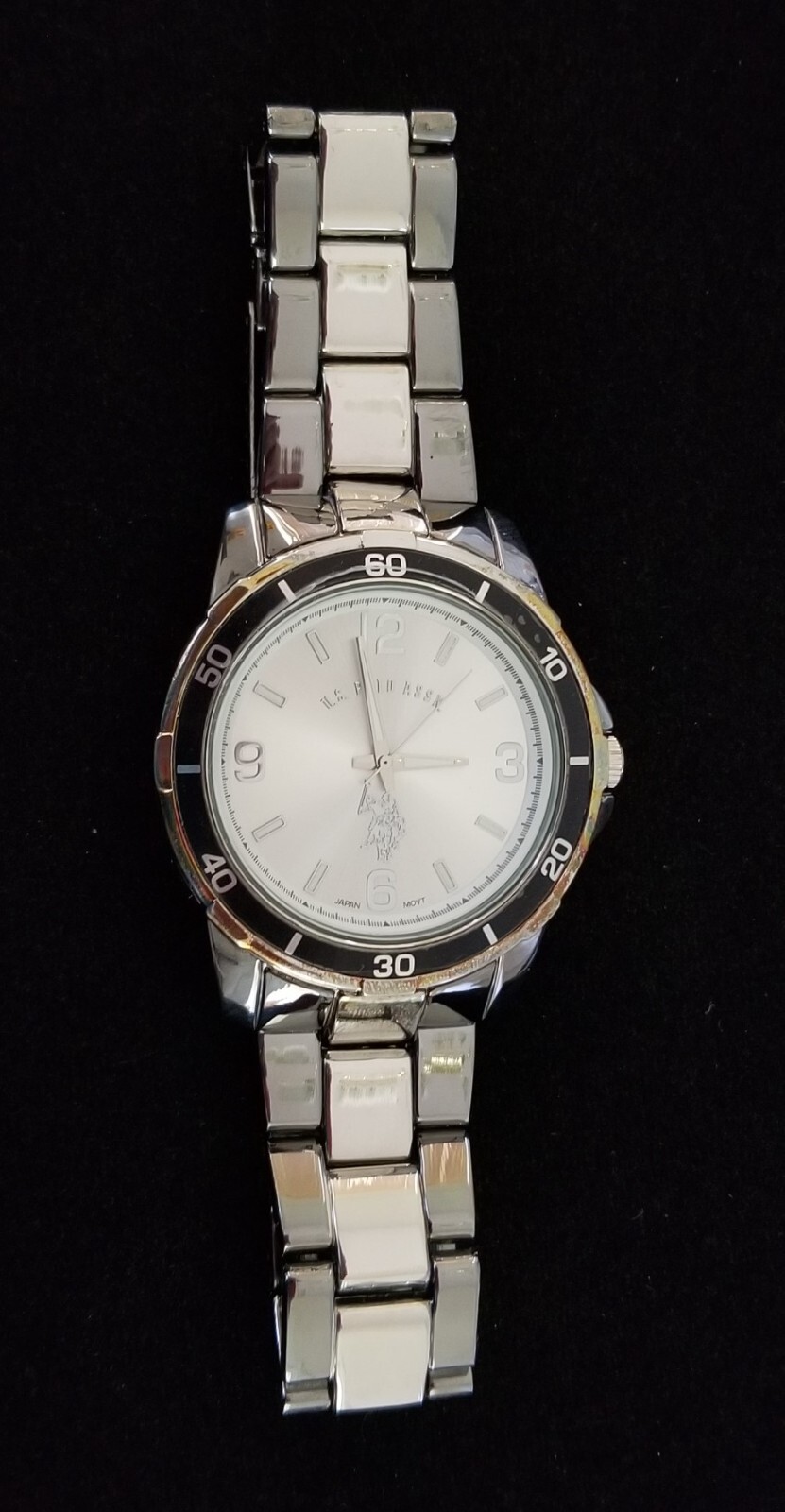 U.S. Polo Assn. Two Tone Watch USC80300 Silver Dial Link Band 8″ New Battery