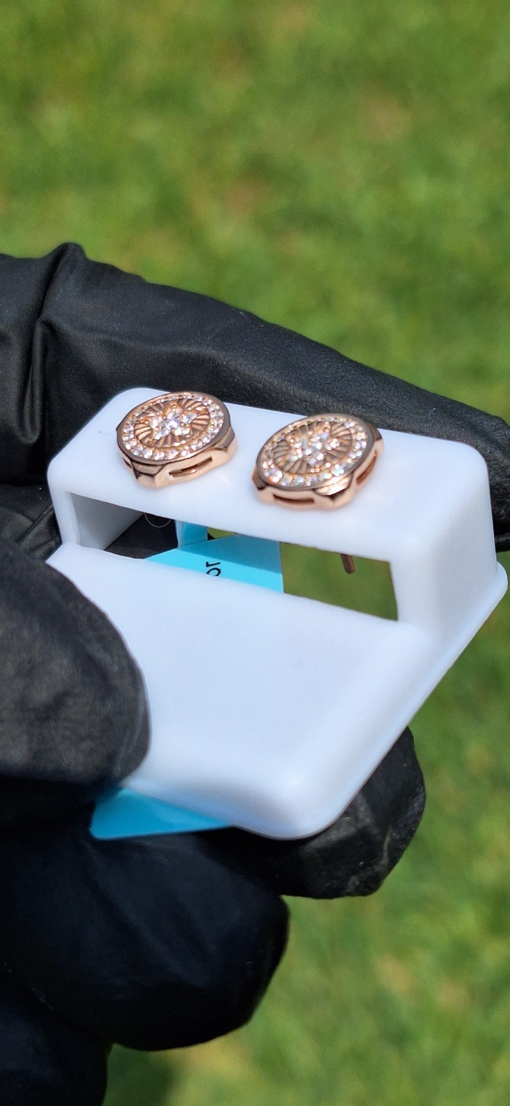 Real Moissanite Stud Earrings 925 Sterling Silver Iced Out Cluster Screwback Men