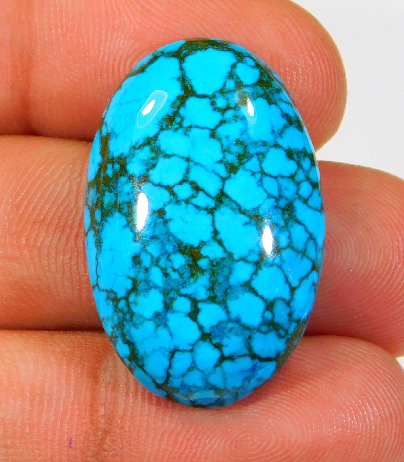 46.CT QUALITY NATURAL TURQUOISE OVAL CABOCHON LOOSE GEMSTONE 37x24x7 MM CH=114