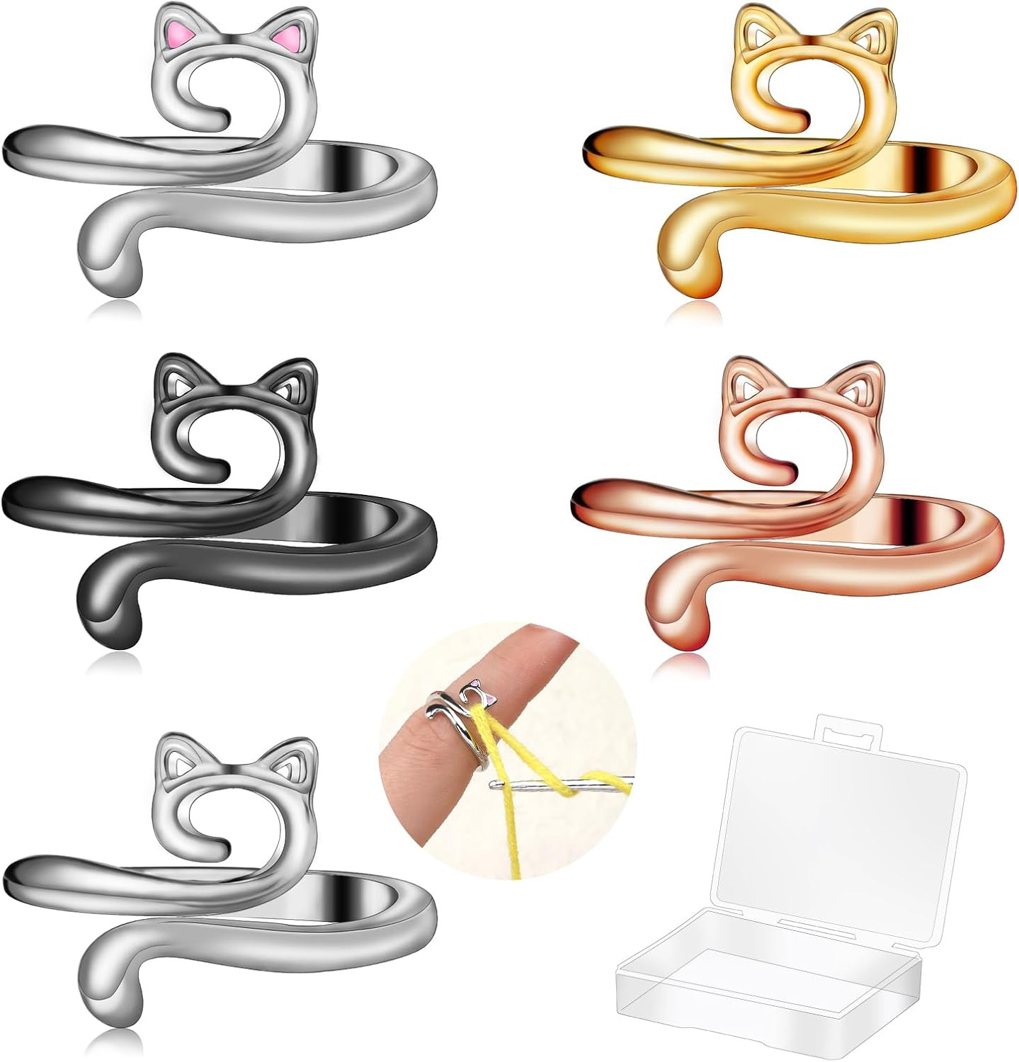 5 Pcs Crochet Ring, Adjustable Crochet Tension Rings, Yarn Ring for Finger | FOU