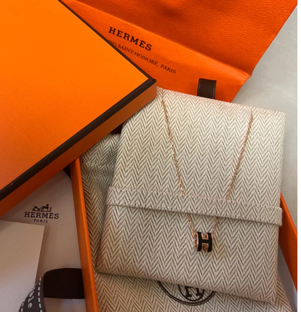 Hermes Mini Pop H Pendant Rose Gold & Noir H147992FO03