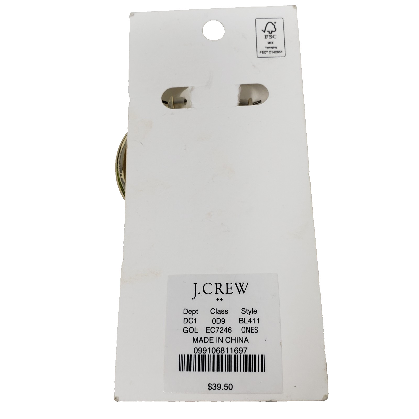 J Crew Factory Hoop Earrings Thick Chunky Gold-Plated Brass 40mm (Approx 1 1/2″)
