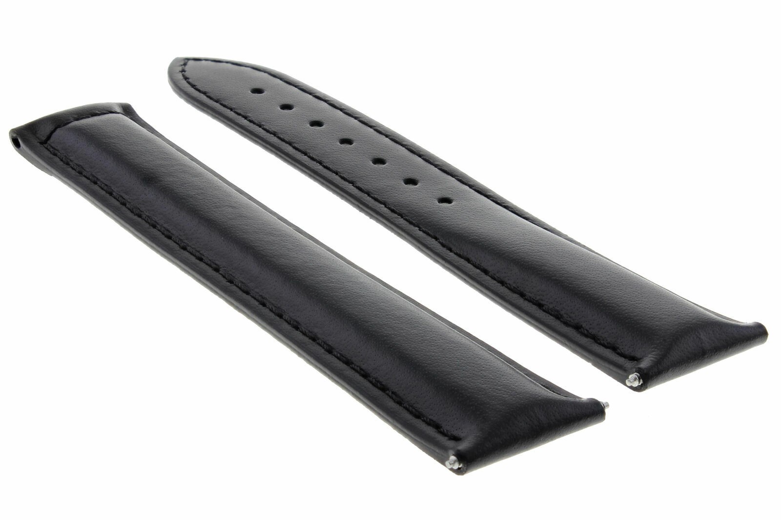 22mm Black Leather Replacement Watch Strap Without Buckle For Omega Planet Ocean