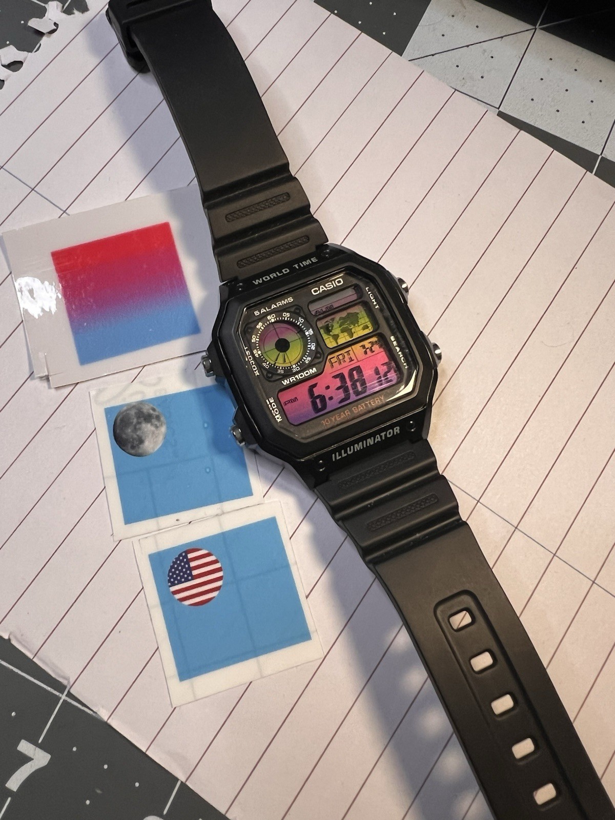 Casio AE1200 Royale Custom Mod With Extra Filters Moon Flag Colored Fade
