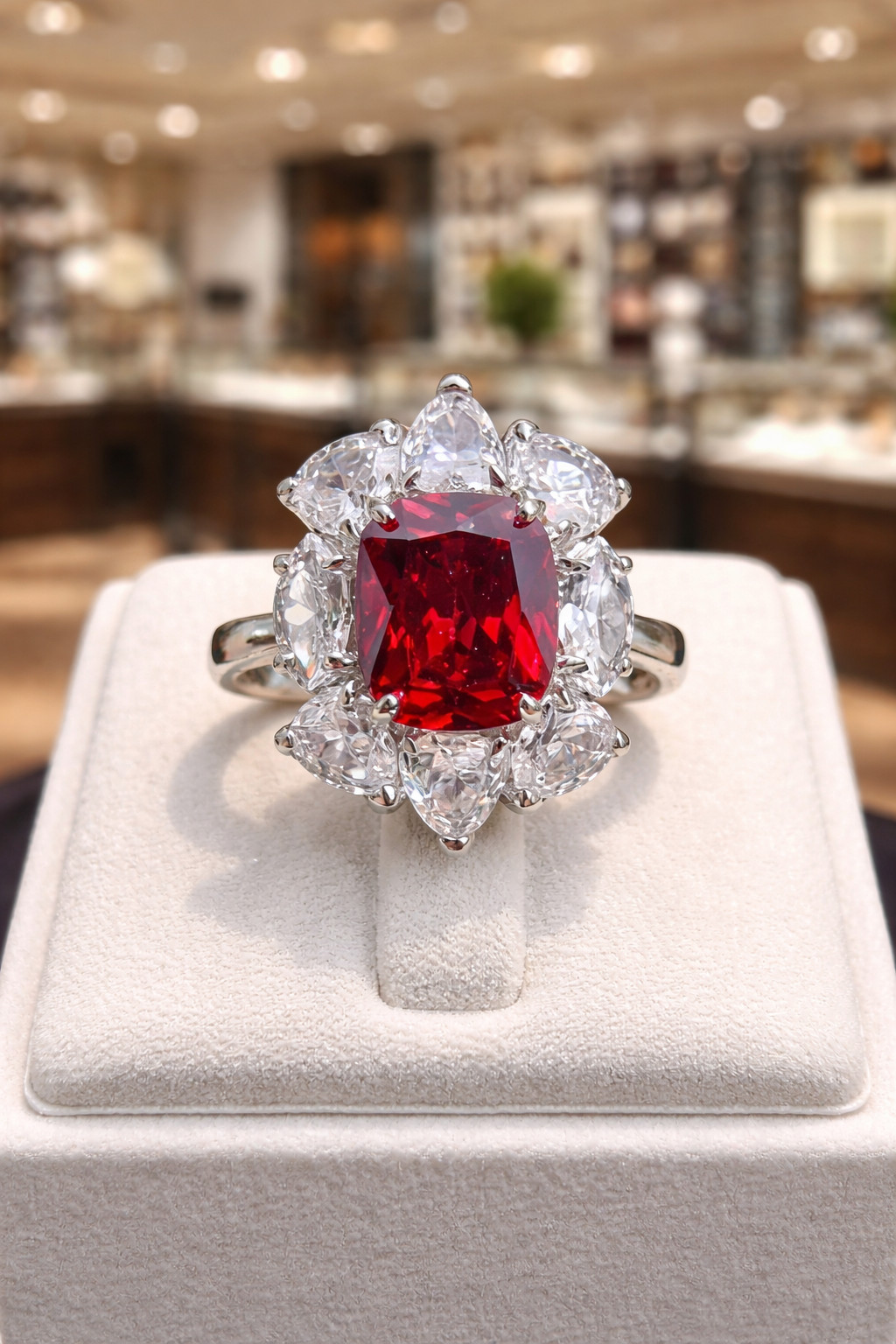 2.80 Ct Cushion Cut Natural Ruby & Diamond Propose Ring 14K White Gold 7