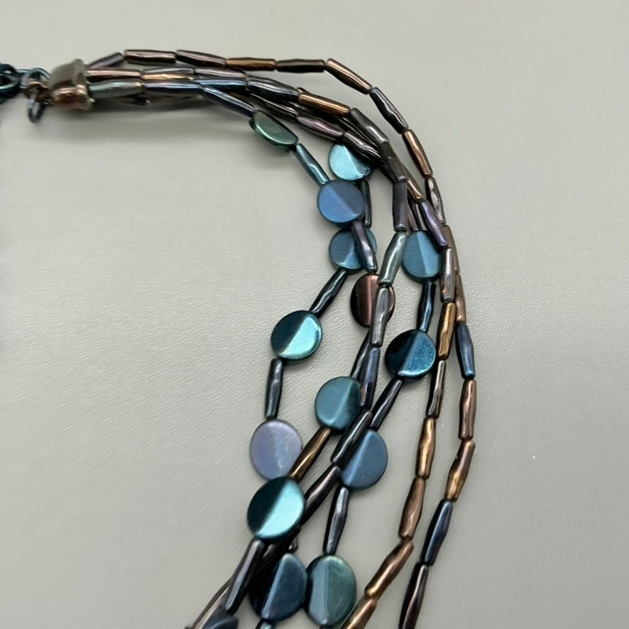 Chico’s Necklace Womens Blue Multi-Strand Beaded Layered Statement 20-22 Inches