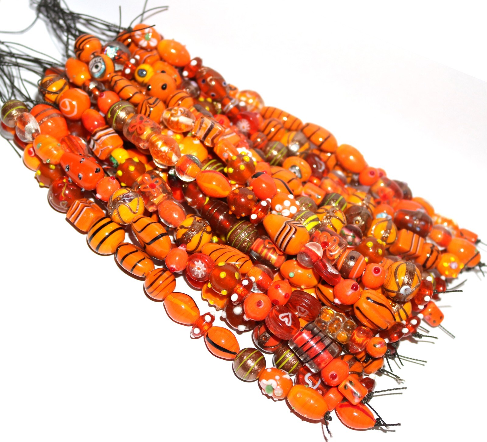 30 strands lot Lamp work Beads, 5 each in 6 color combination, Handmade Glass