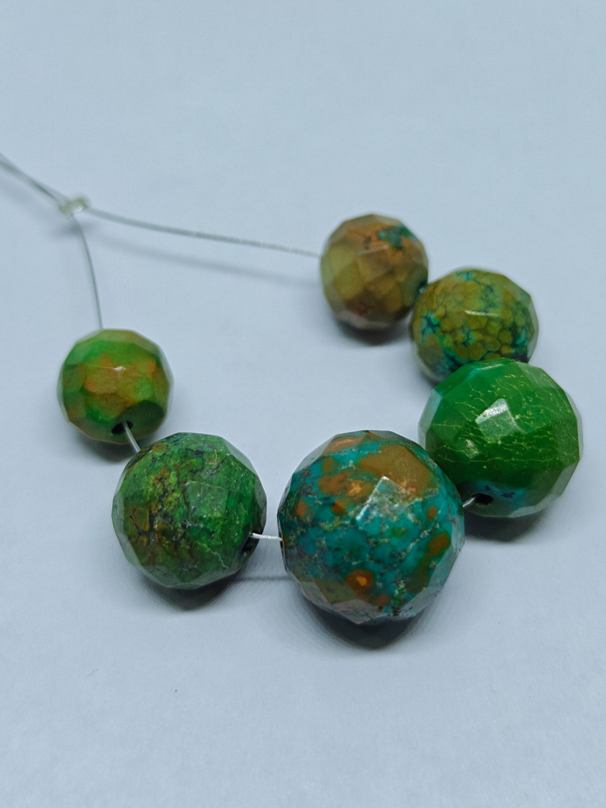 Genuine Natural Turquoise Faceted Round Beads, Loose Hubie Gemstone For Jewelry