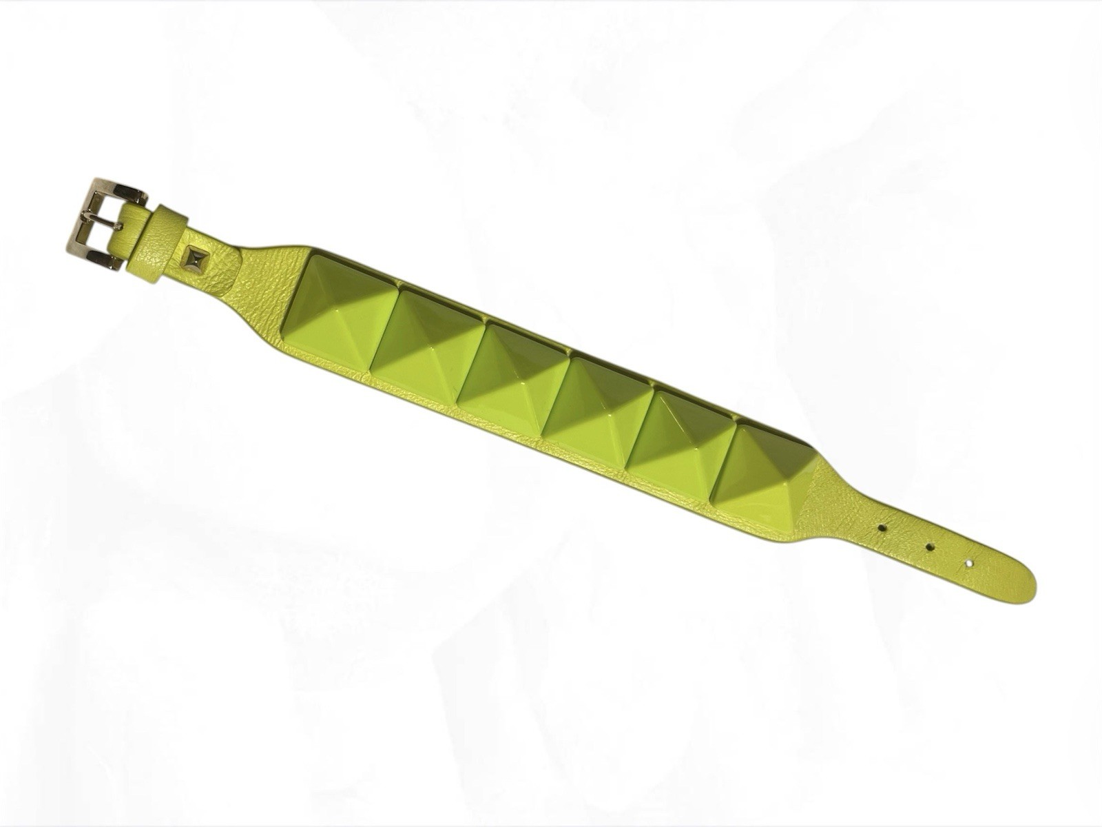 VALENTINO GARAVANI Rockstud Bracelet in Fluorescent Green Leather