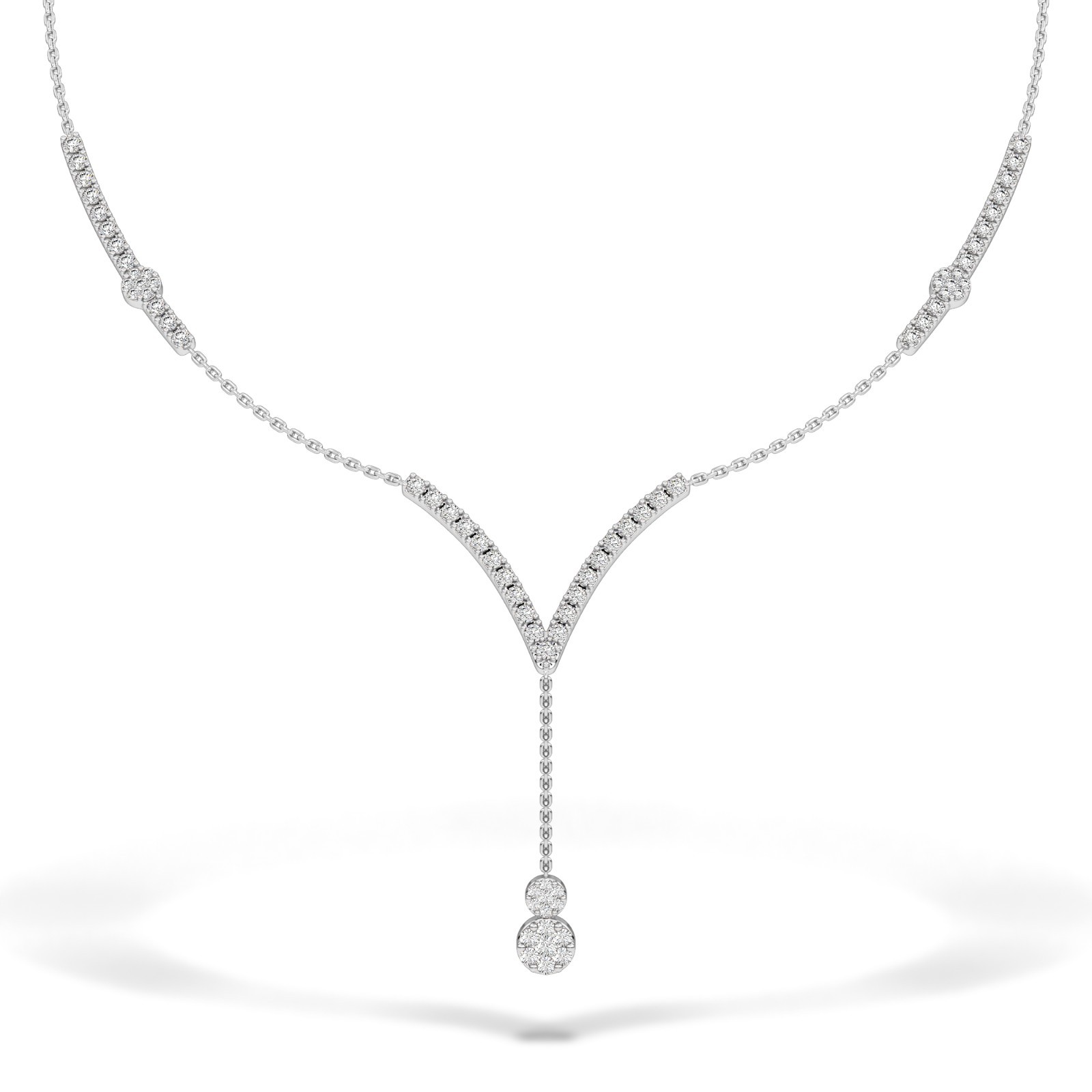 Elegant Round Cut Natural or Lab Grown Diamond Y Necklace in 10K 14K 18K Gold