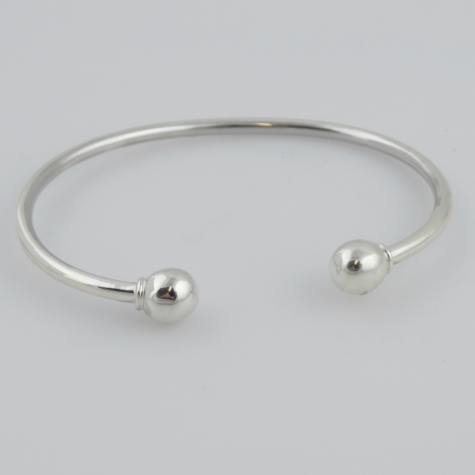 Sterling Silver 7″ Charm Cuff Bangle Bracelet, Removable Bead Add Charms Gift