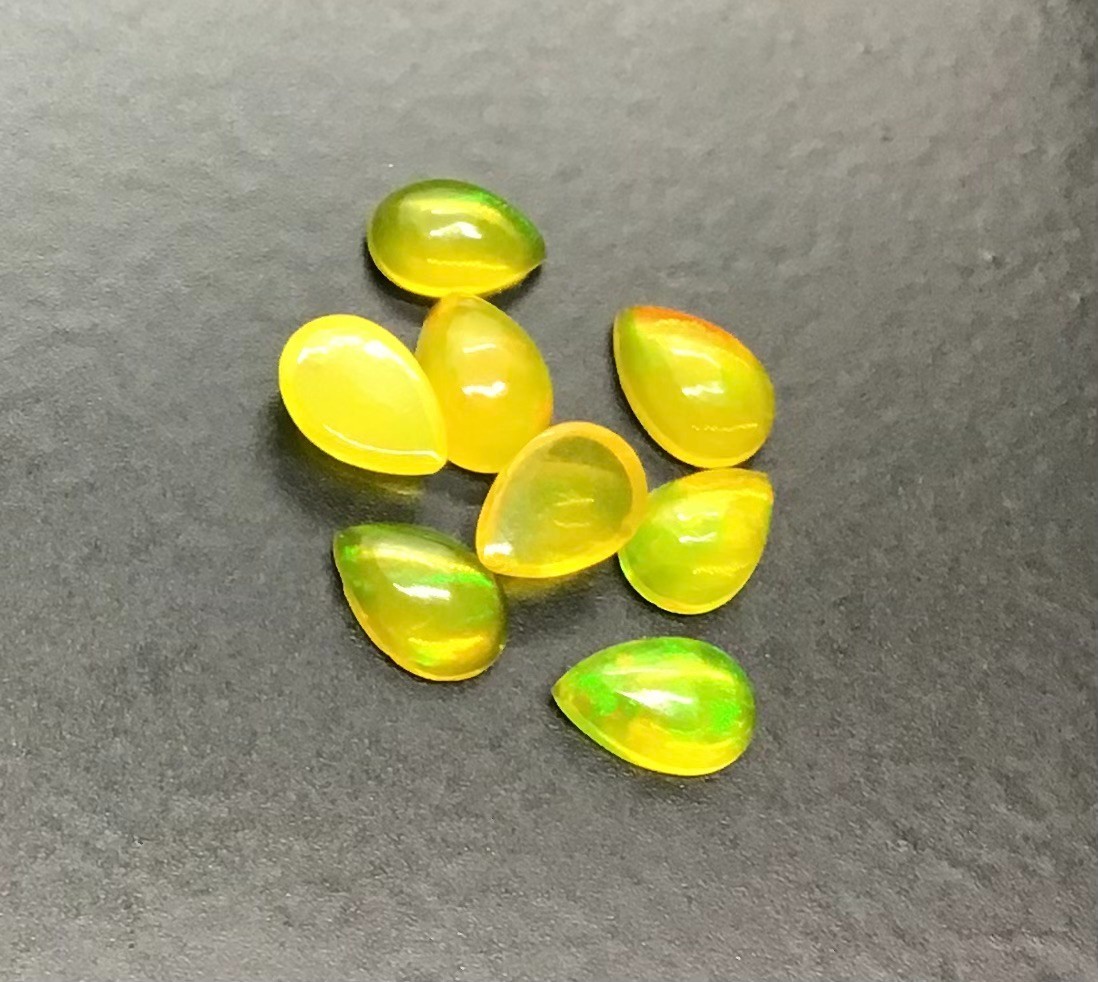 Ethiopian Yellow Opal AAA Natural Pear Flat Back Loose Gemstone For All Jewelry
