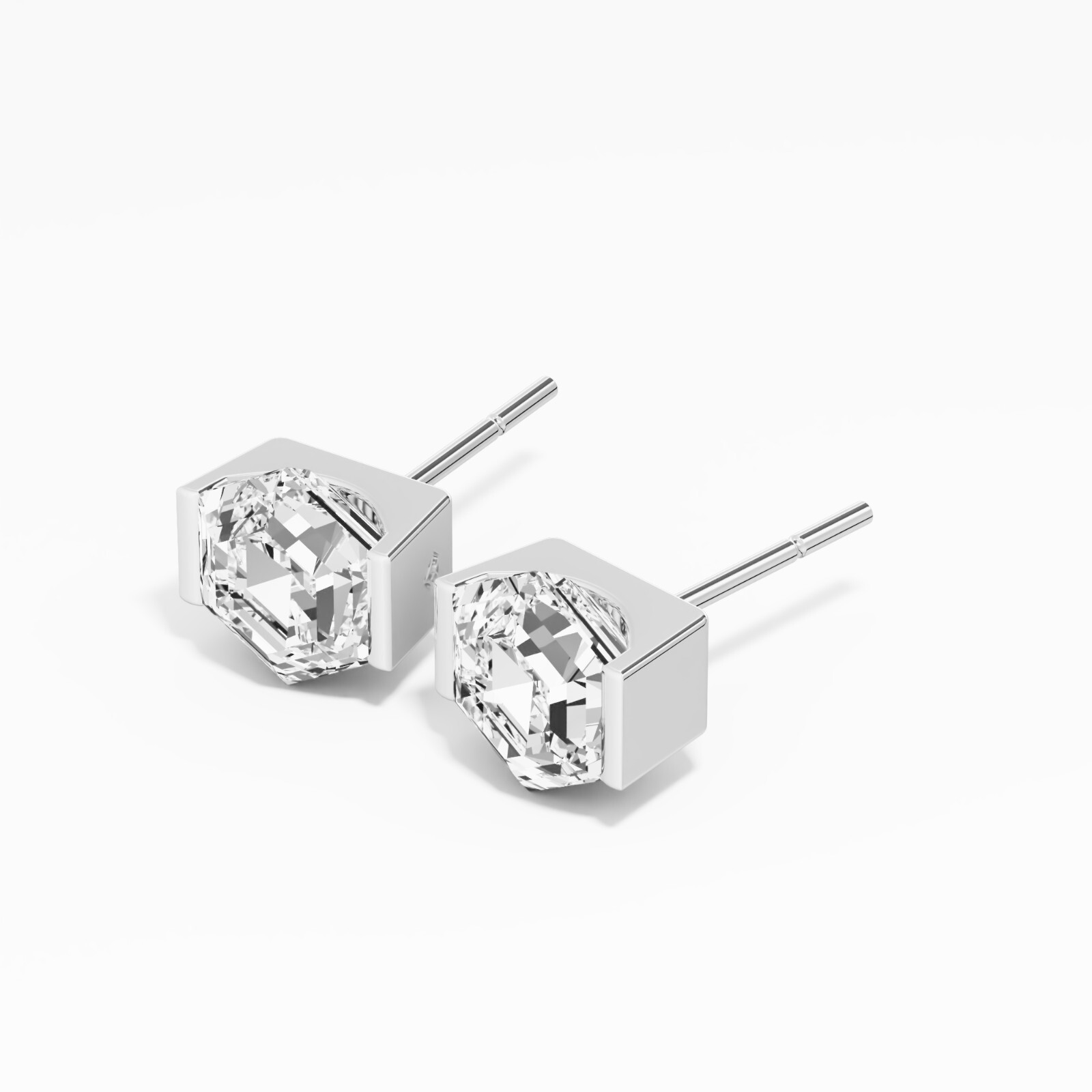 2.00 ct Lab Created Hexagon Diamond Stud Earring in 14K Yellow Gold For Women