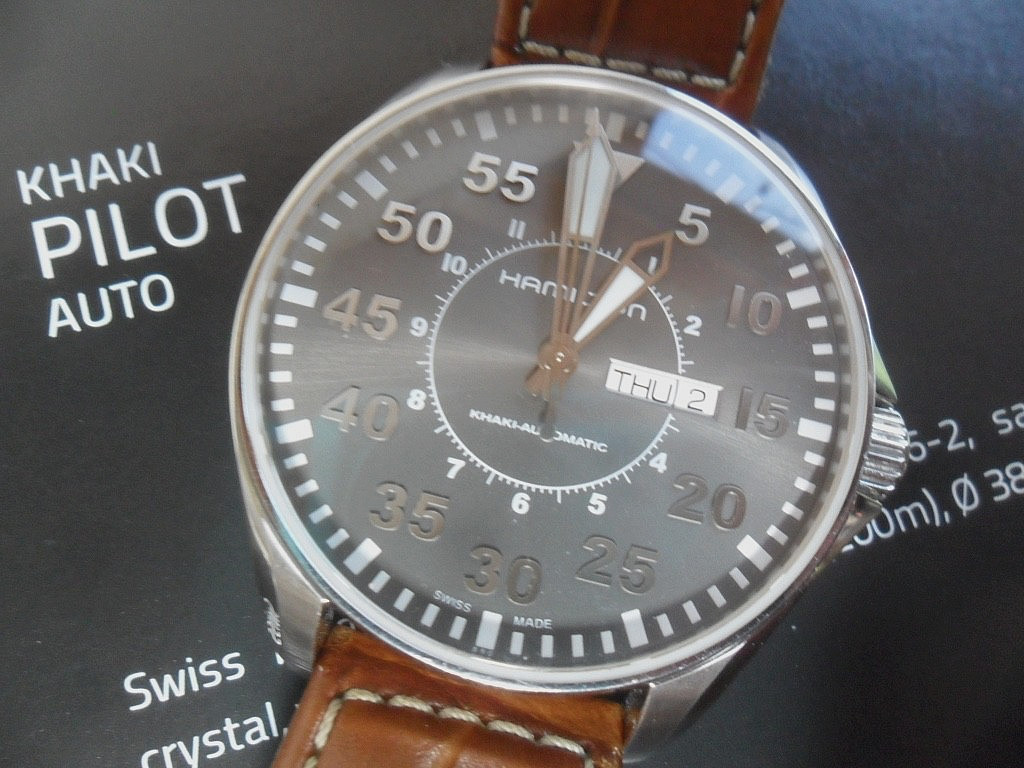 46 mm S/S Men’s Hamilton Khaki Pilot 25 Jewel Swiss Automatic Watch H647150 Runs