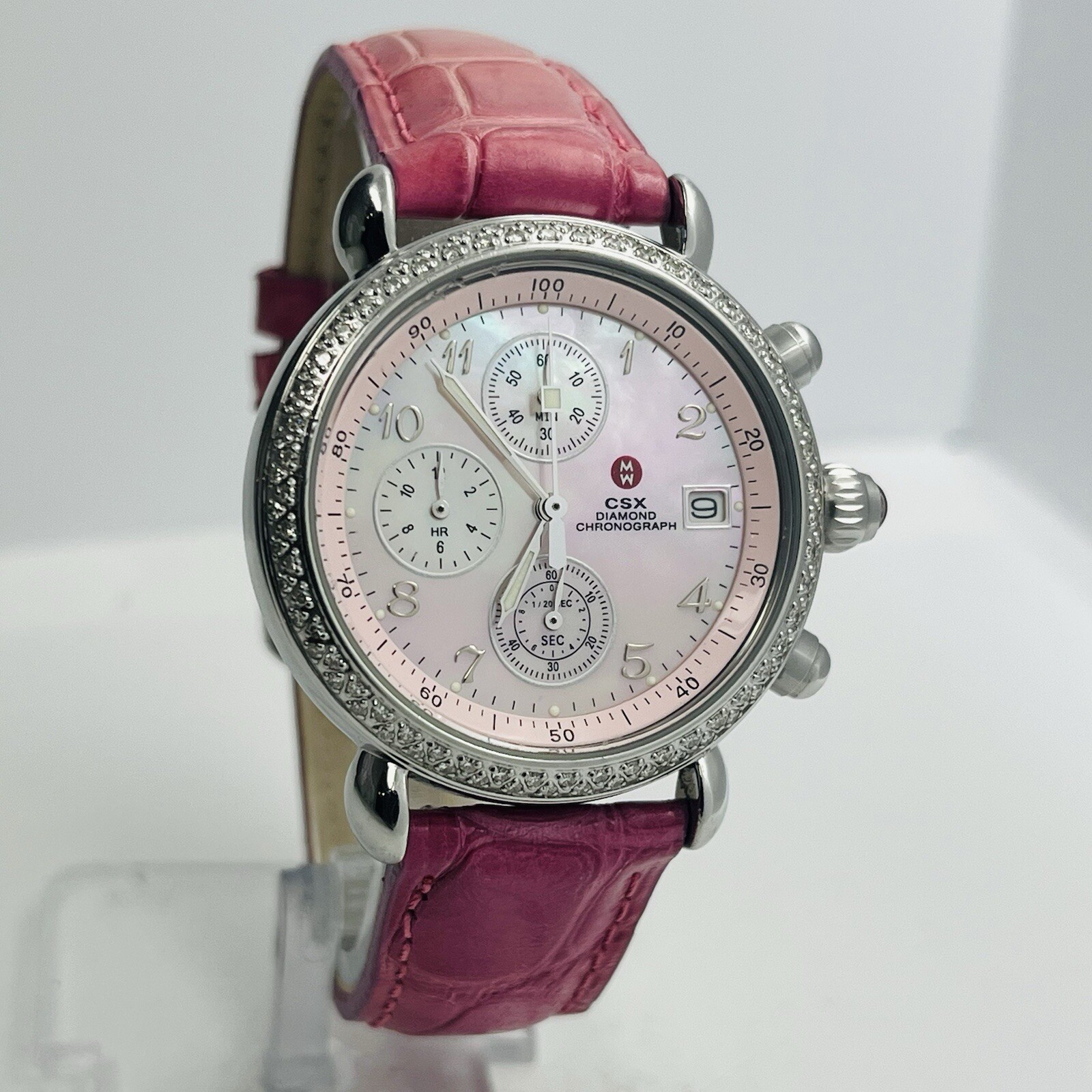 Michele CSX Diamond Women’s Chronograph Pink Leather 36mm Watch MWW03C000012