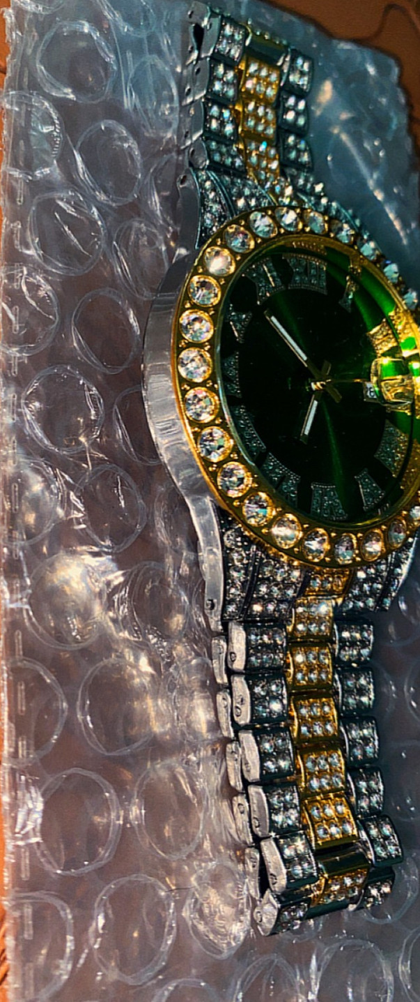 Brand New Mint Condition Iced Out Gold/Green/Silver Luxury watch