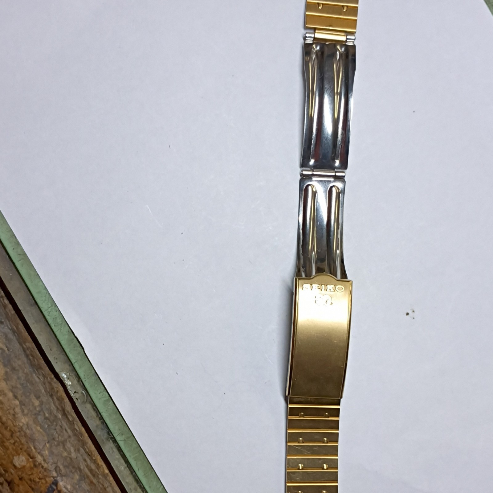 Seiko Silver/Gold Metal Bracelet Wristwatch Band w/ Fold-Over Clasp for Seiko
