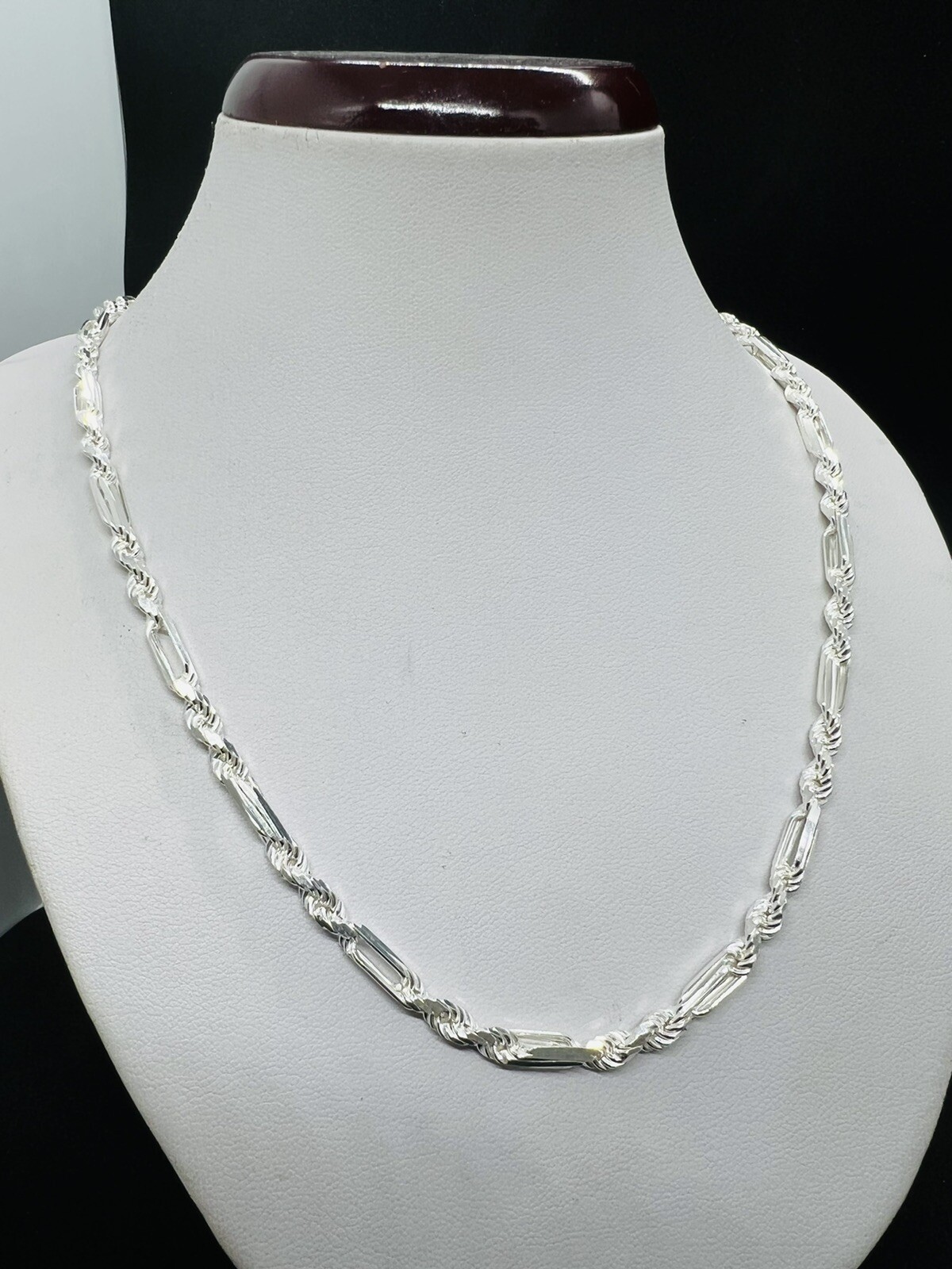 925 Sterling Silver Men’s Women’s Figarope chain Necklace 4mm 18″-28″