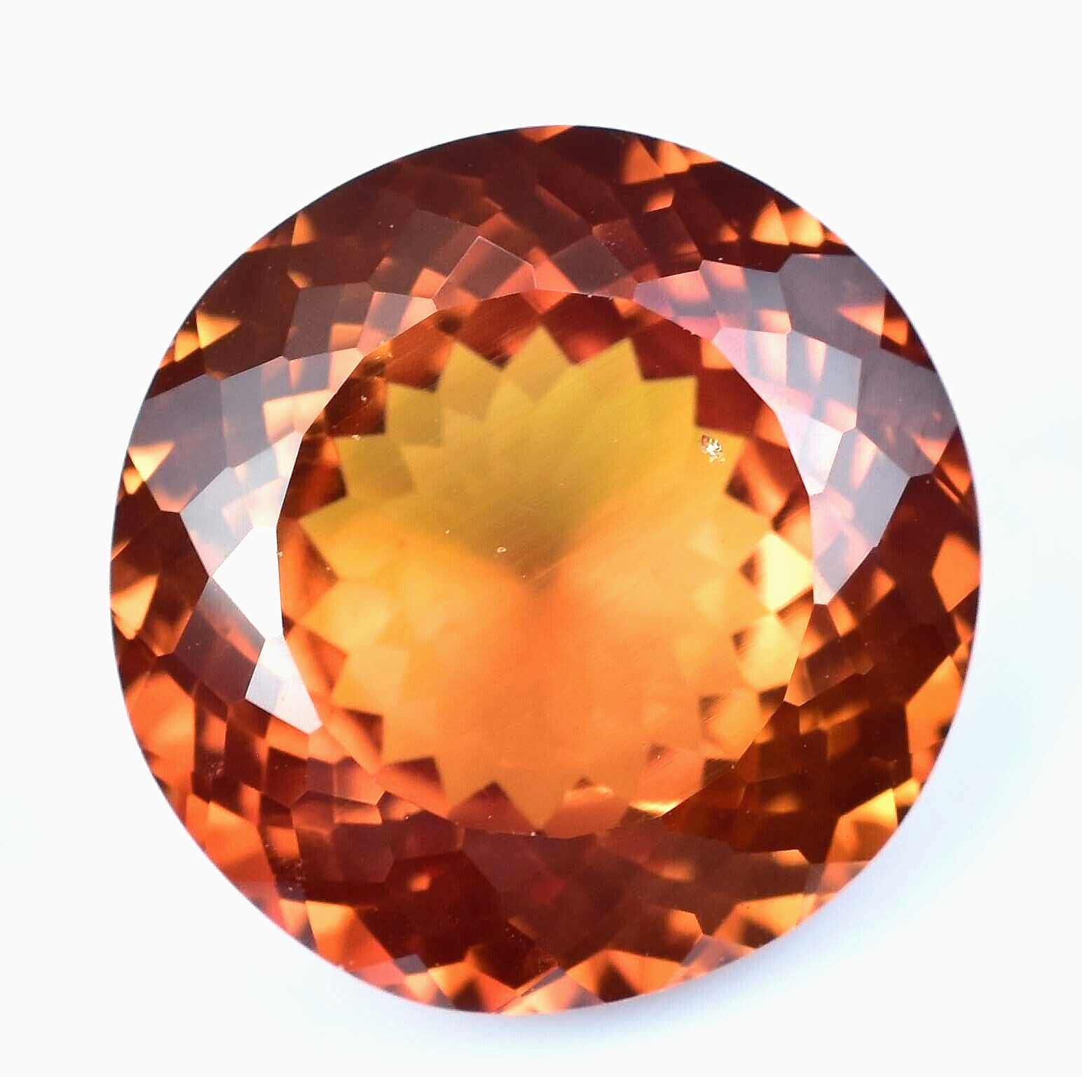 Natural Imperial Topaz 23.90 Ct Round Unheated Certified FLAWLESS Loose Gemstone