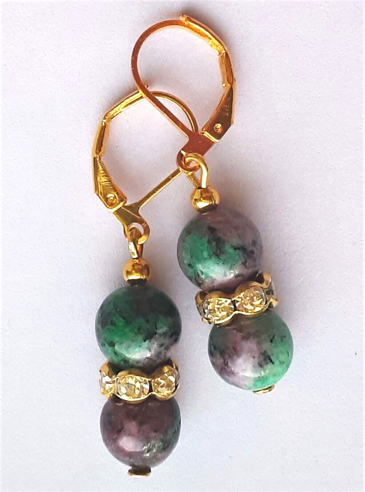 RUBY ZOISITE drop earrings GP Lever back handcrafted CHOOSE-2