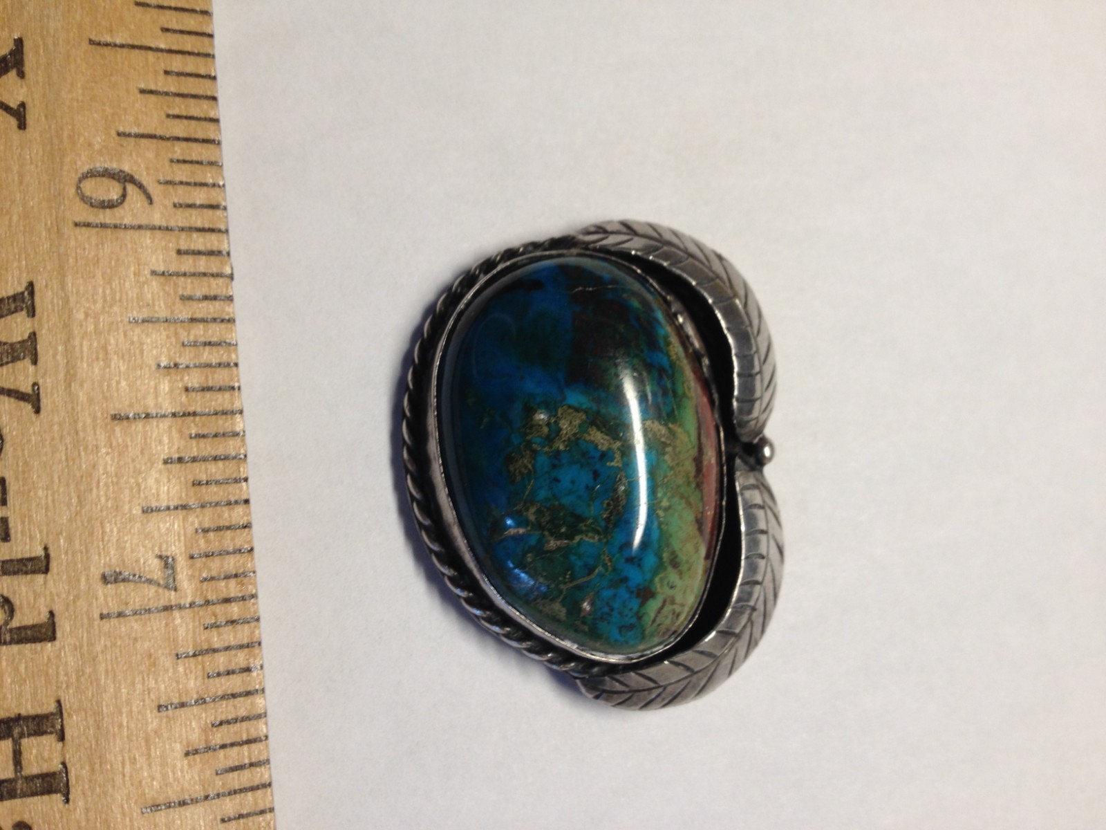 Vintage Turquoise ( Royston ) Blue Green Reddish Brown with silver Leaf
