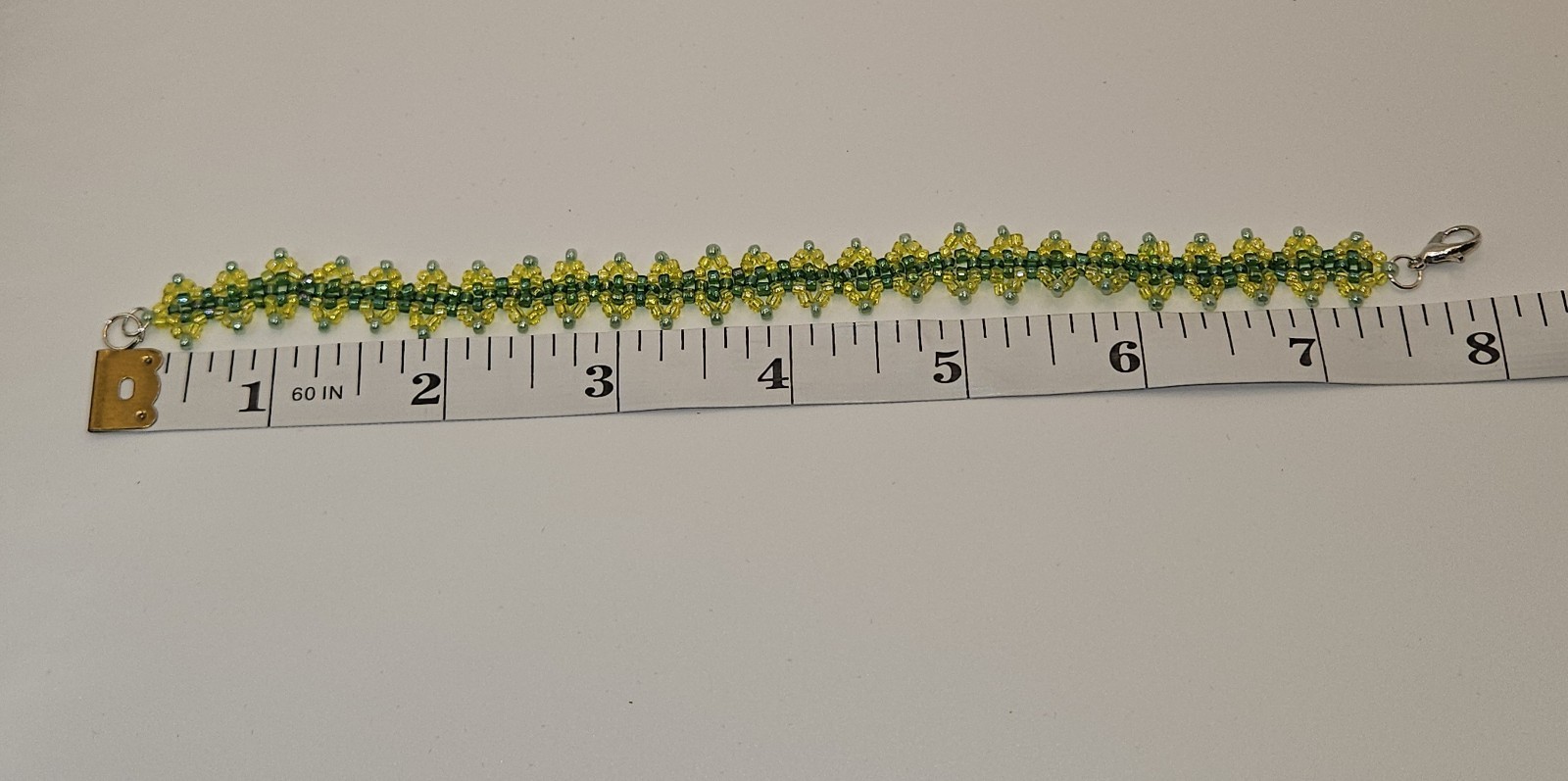 Handmade Artisan Green Seed Bead Bracelet