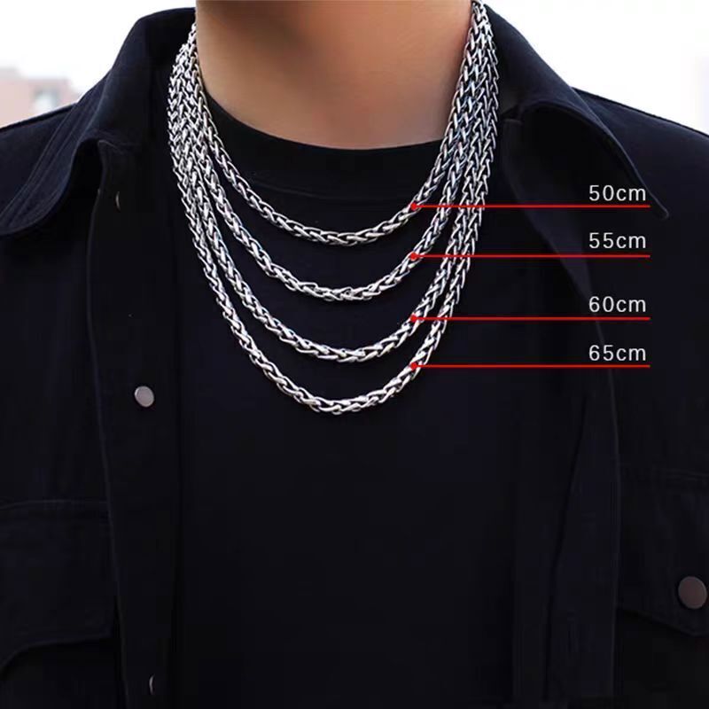 Solid S925 Sterling Silver Chain Men Women 6mm 8mm Wheat Link Necklace 20-30in L