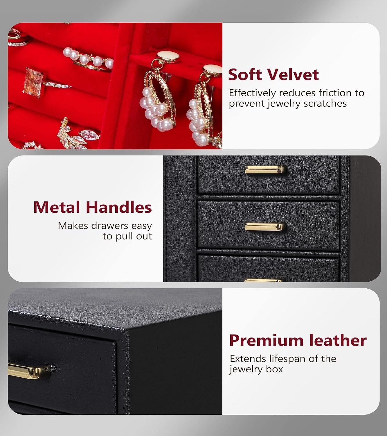 Elegant Large Jewelry Organizer with Glass Window & Velvet Lining – Ideal Gift