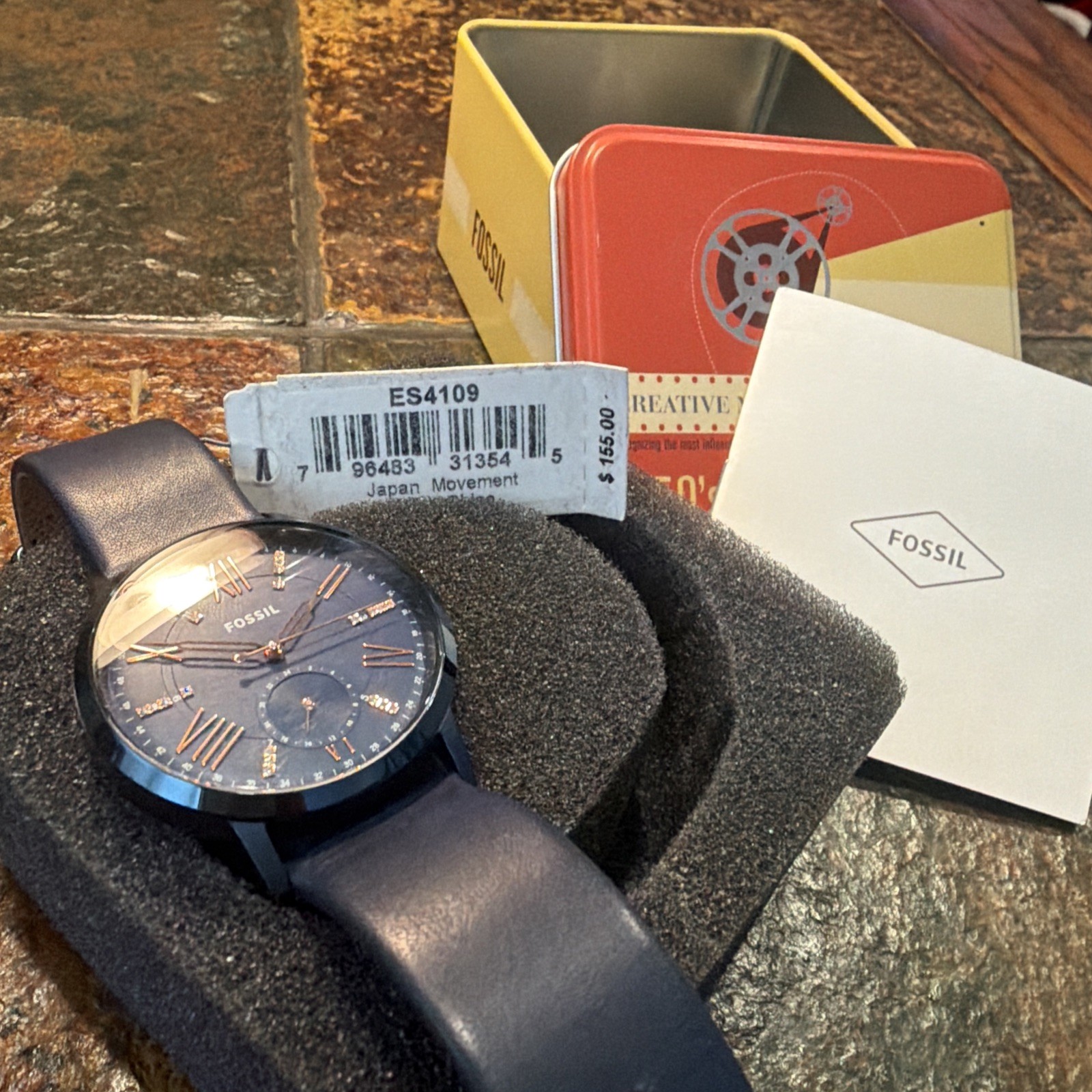 Fossil Blue Leather Watch unisex Male Female