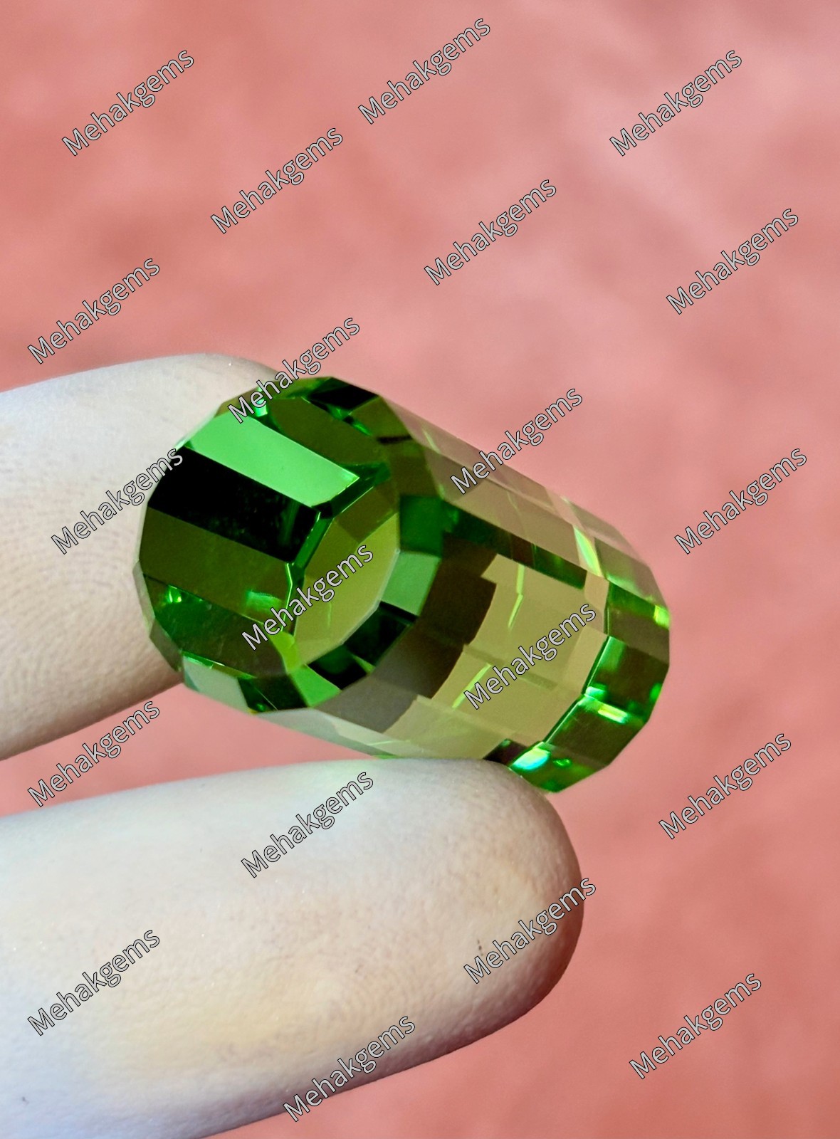 90. Ct Natural Mint Green Topaz Fancy Cube Faceted Loose Gemstone Certified