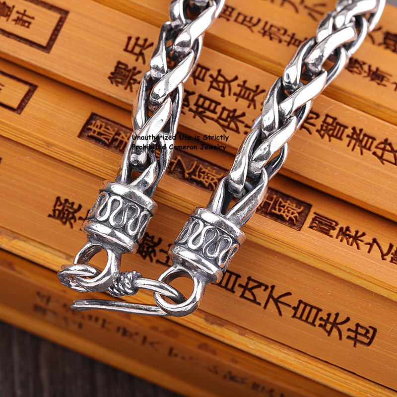 Pure S925 Sterling Silver Chain Men’s 6mm Round Wheat Link Necklace 55-56g 24in