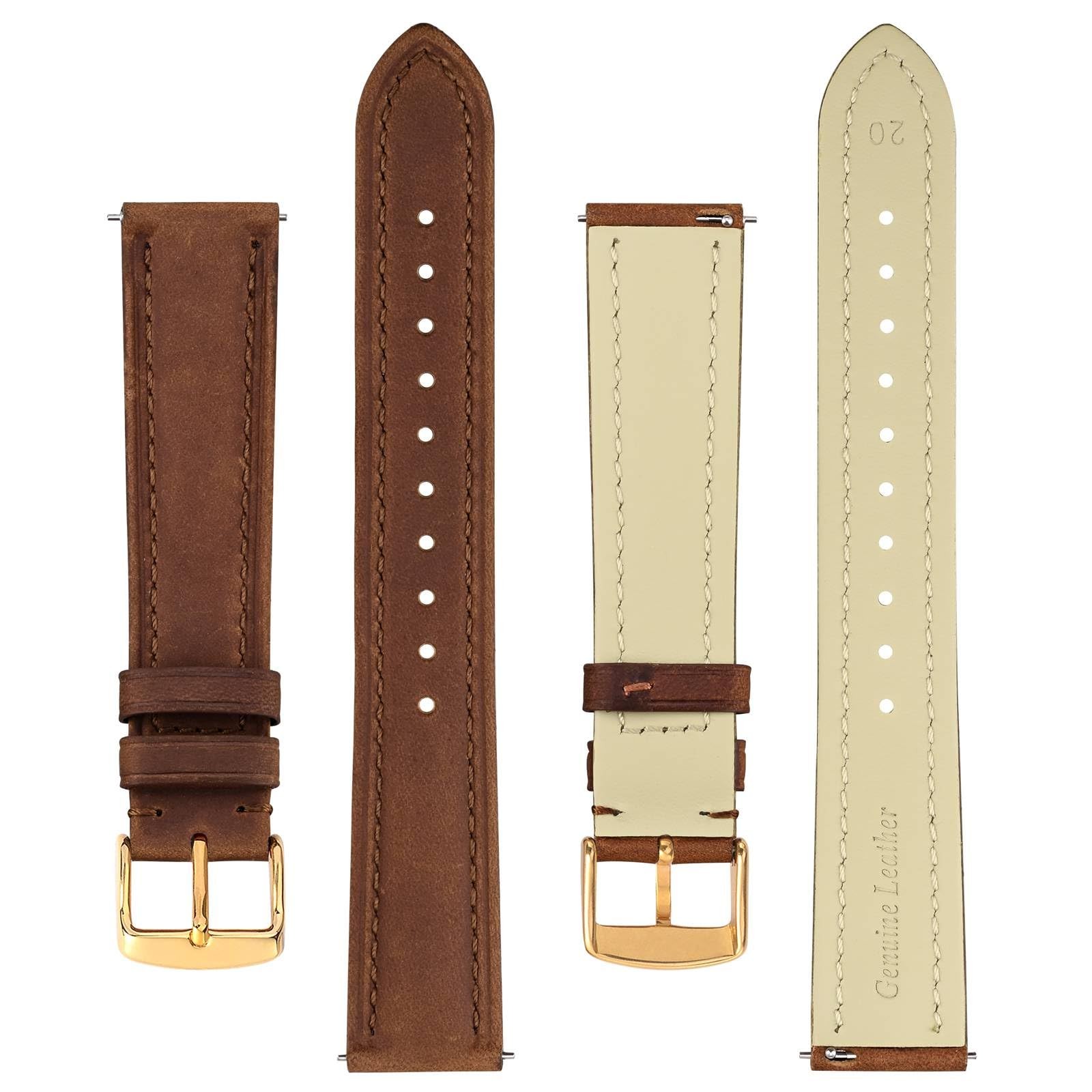 BISONSTRAP Extra Long Watch Bands 20mm, Leather Watch Straps for Men, XL Re