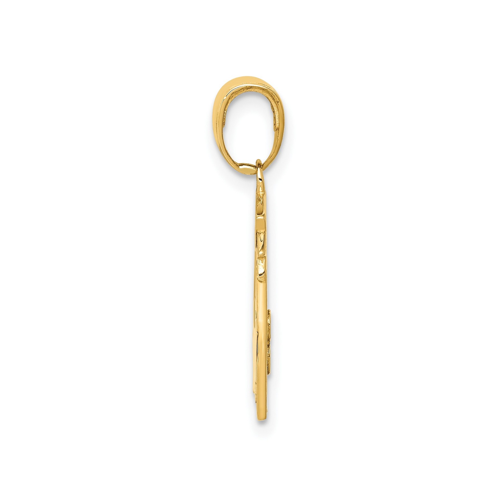 14k Yellow Gold Polished Flat-Backed TEACHER Pendant Necklace Womens