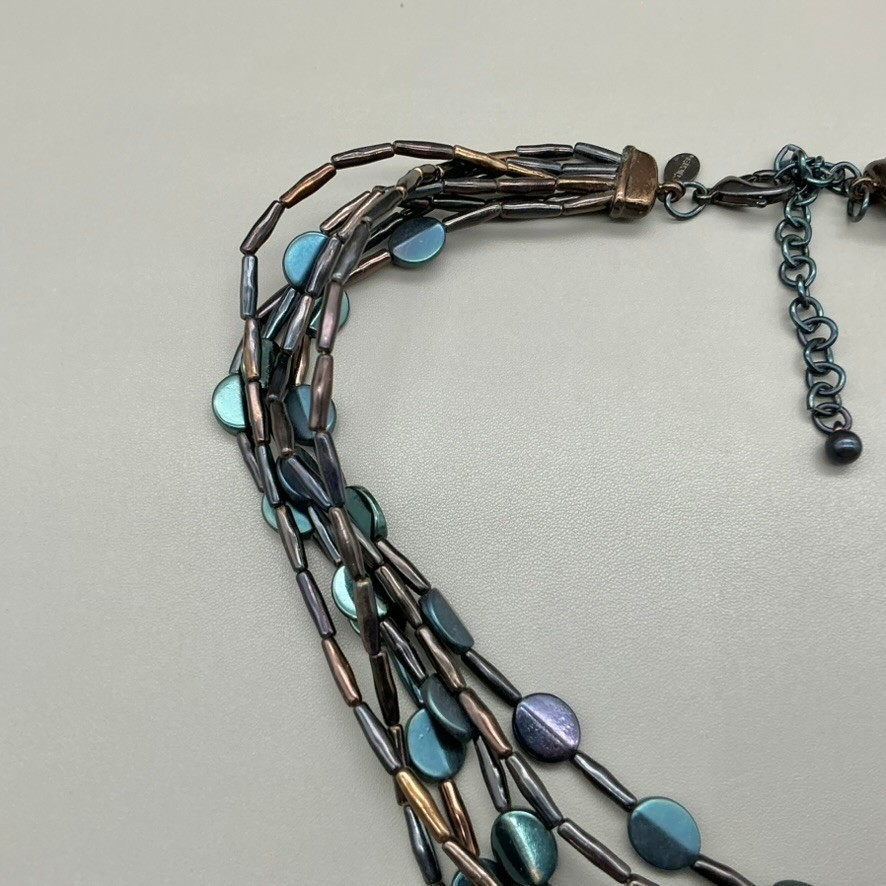Chico’s Necklace Womens Blue Multi-Strand Beaded Layered Statement 20-22 Inches