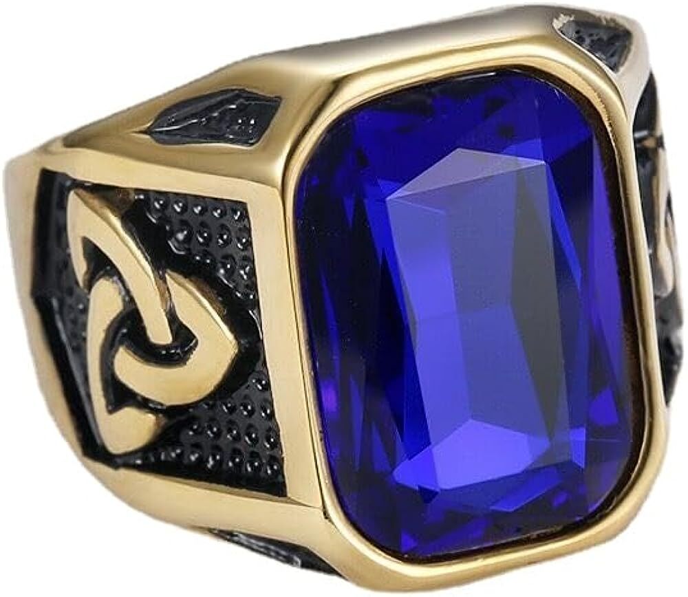 Creative Cool Personality Men’s Red Gem Ring Viking Titanium Steel Trend Jewelry