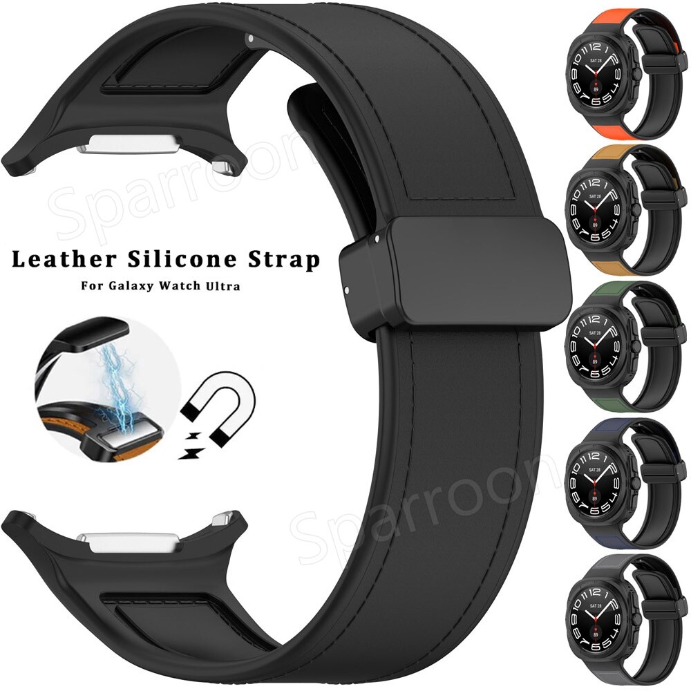 Magnetic Silicone Leather Strap Watch Band For Samsung Galaxy Watch 7 Ultra 47mm