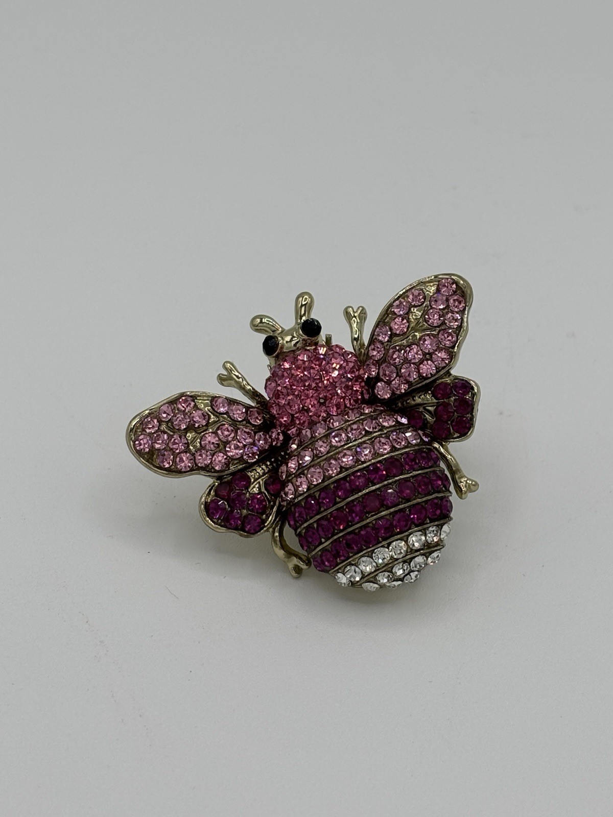 Strada Beetle Watch Ring Size 6-8 Gold Tone With Pink Rhinestones, Strechy Ring