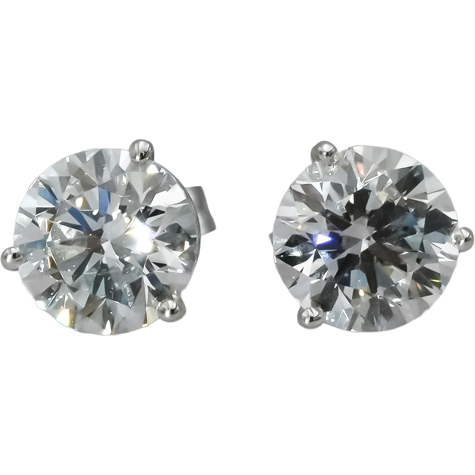 14k White Gold VS Round Lab-Grown Diamond Martini Setting Stud Earrings 5.09CT