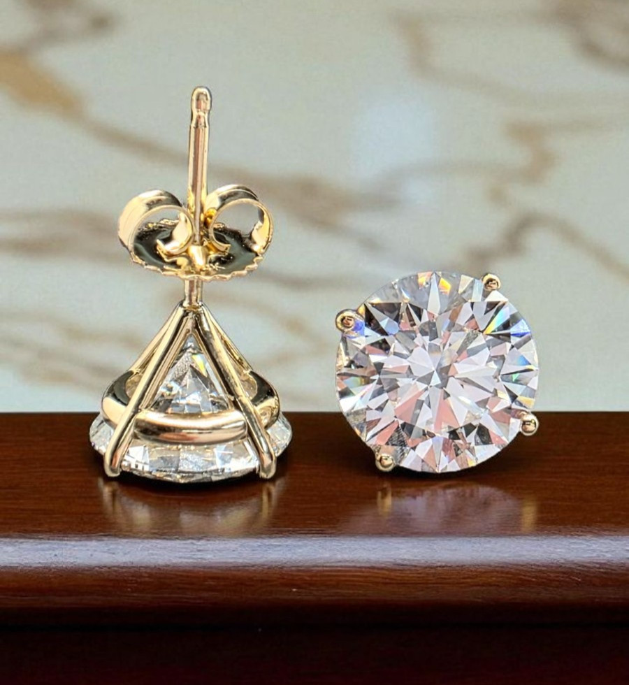 4.00 Ct D VS1 Round Lab Grown Martini Diamond Studs 14k Gold IGI Certified