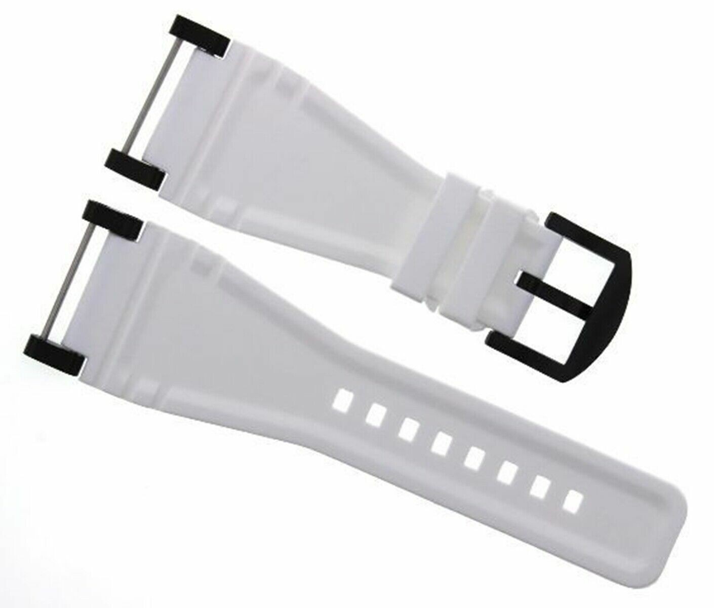 24mm White Silicone Rubber Replacement Watch Band Black Adapter For Suunto Core