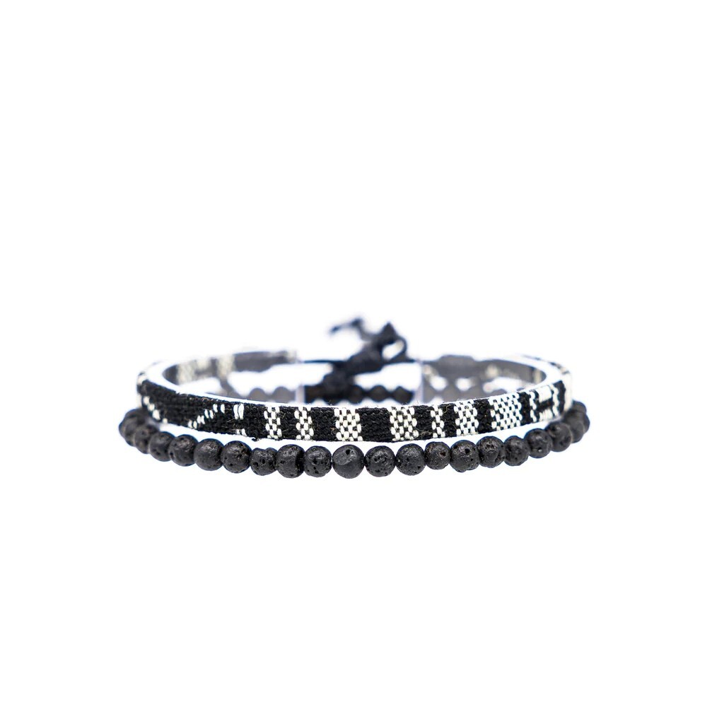 Boho Surfer Bracelet Lava Beads Handmade Woven Friendship Bracelet for Women Men