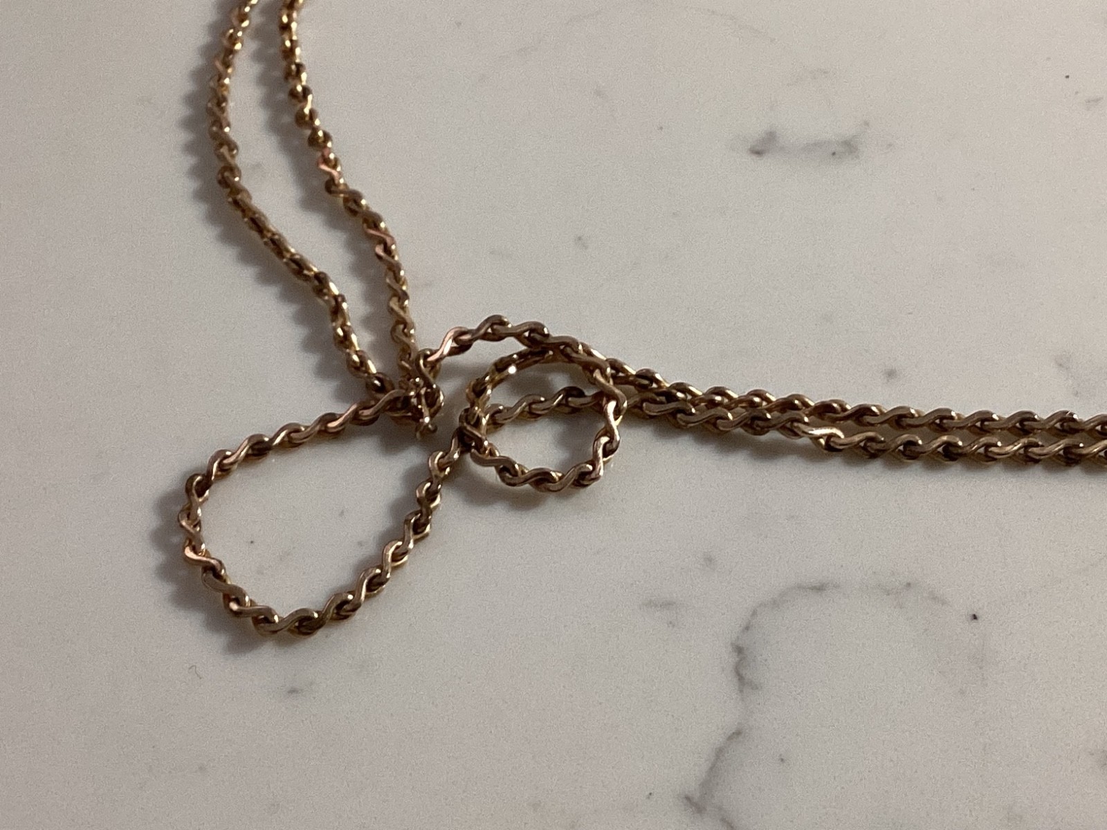 ANTIQUE SIGNED S.O.B. & CO. GOLD FILLED RUBY, PEARL SLIDING WATCH CHAIN NO RES