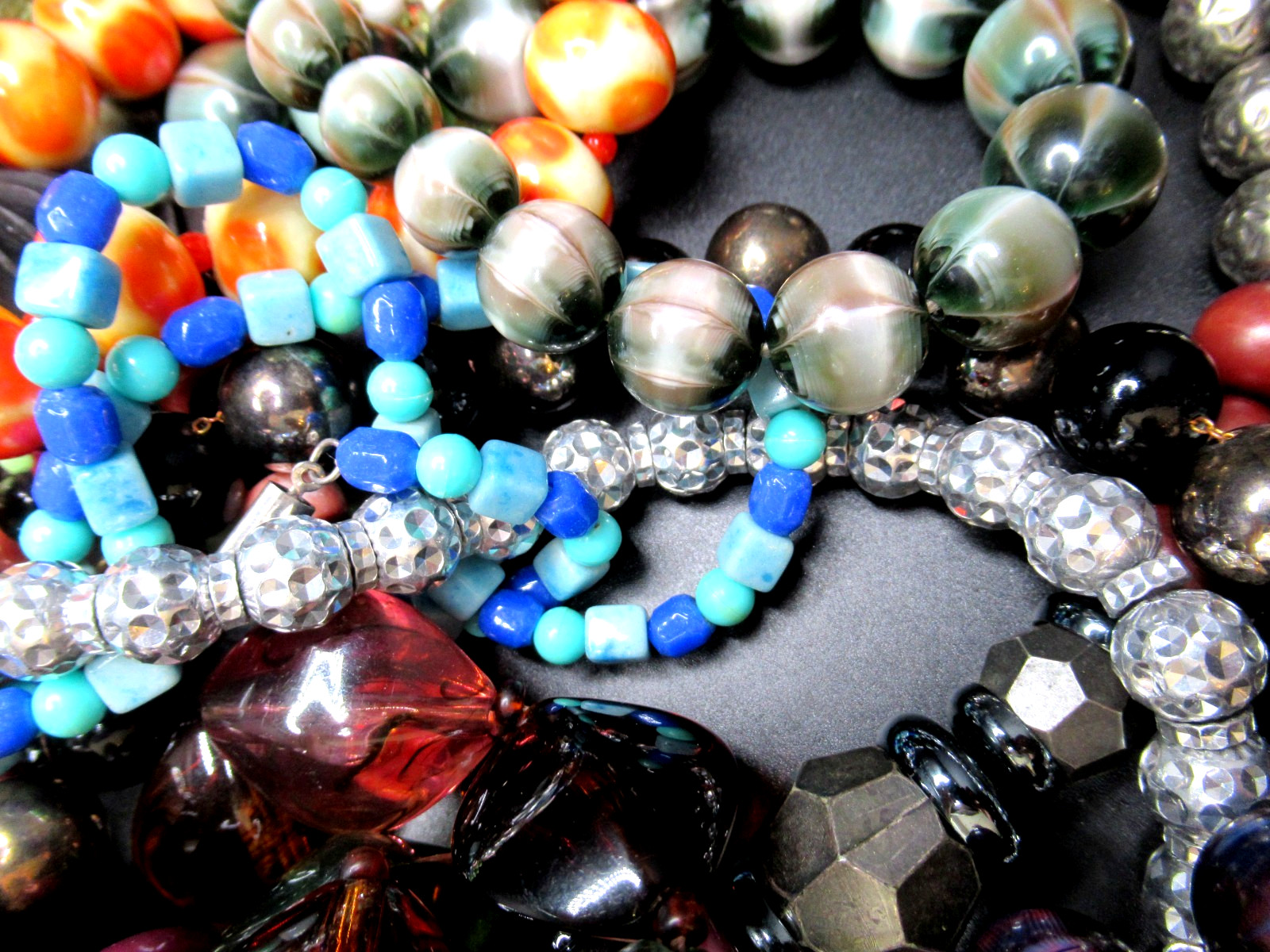 Huge Lot of Vintage Glass & Plastic Beaded Neckalce From European Estate!