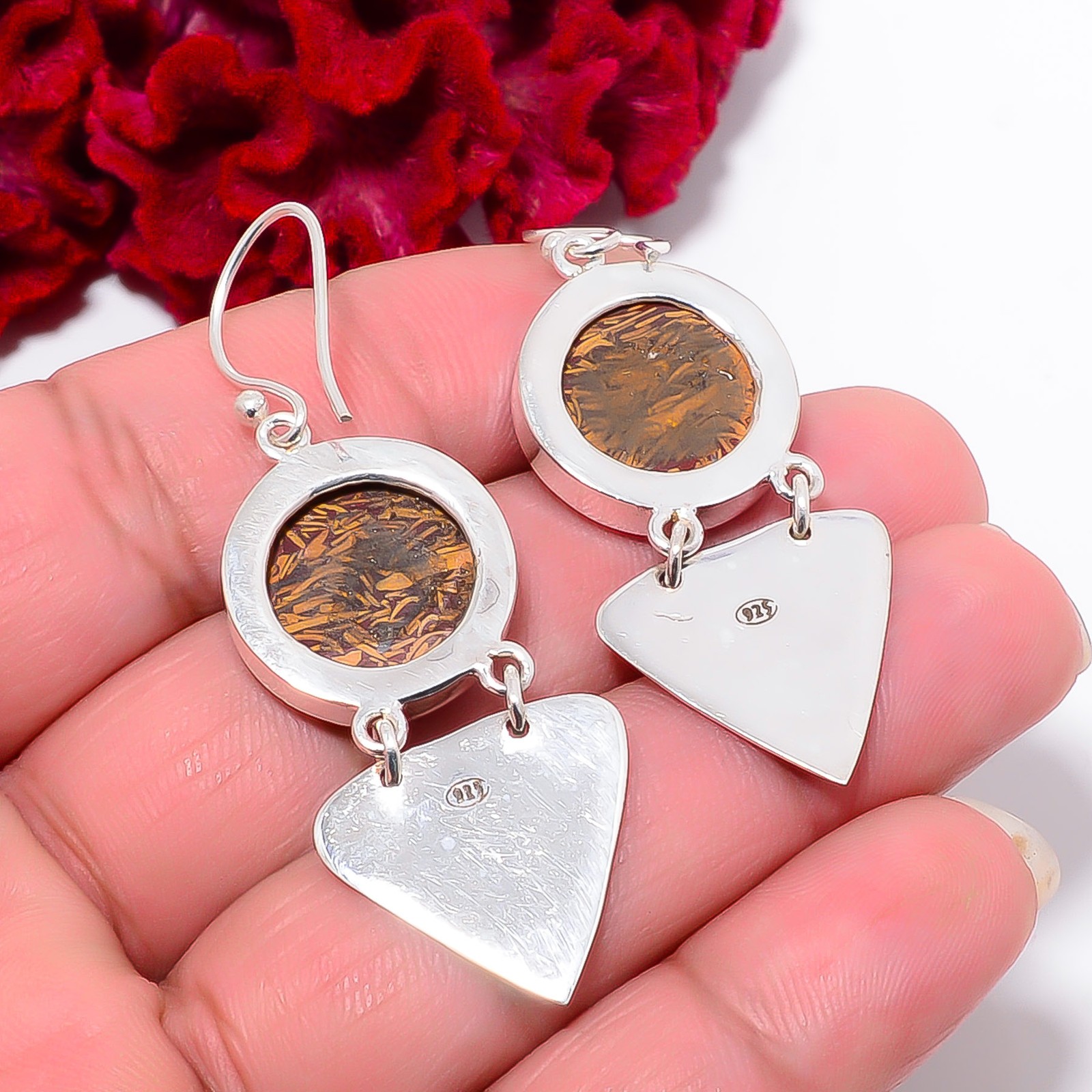 Natural Mariam Jasper Designer Handmade 925 Sterling Silver Earring 2.18″ E11093