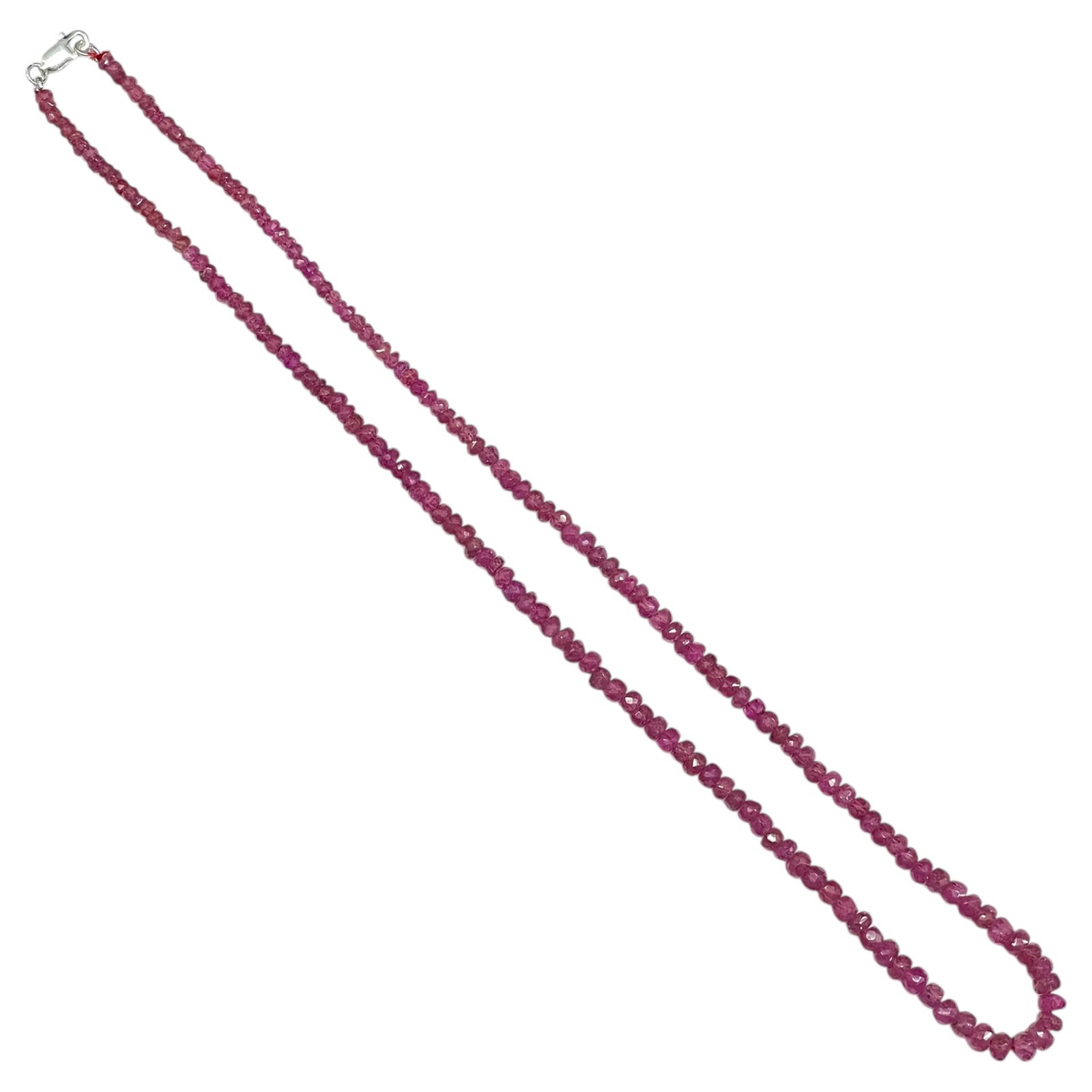 18 Inch Natural Mozambique Ruby Necklace 3-4.5mm Faceted Beads 925 Silver Clasp